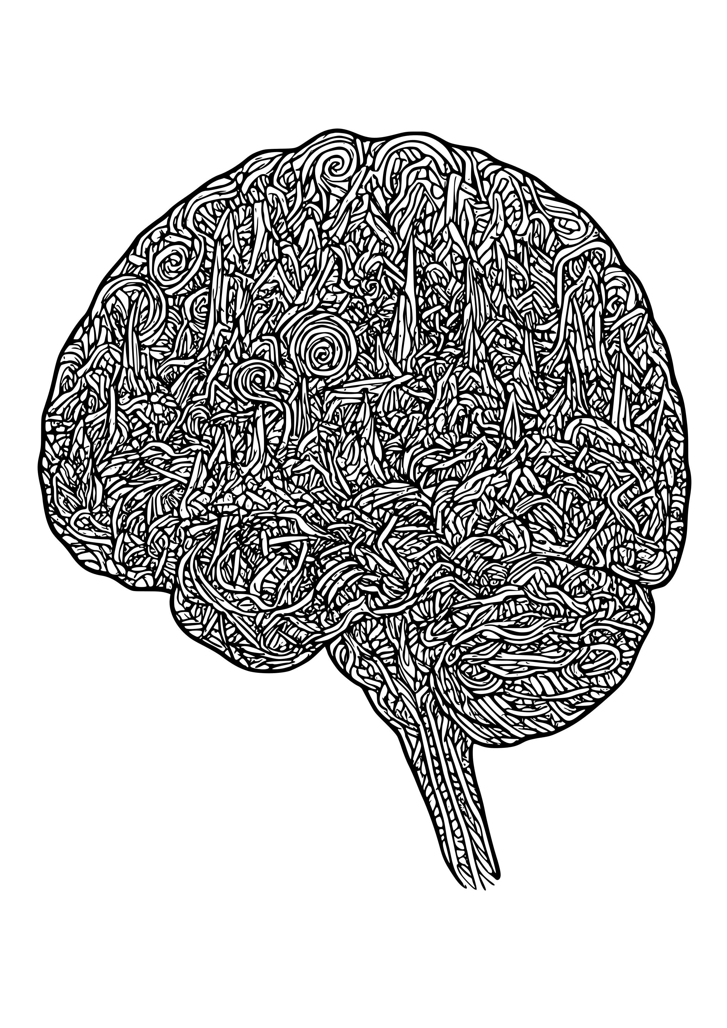 Detailed Lines Forming a Chaotic Brain Landscape Coloring Page