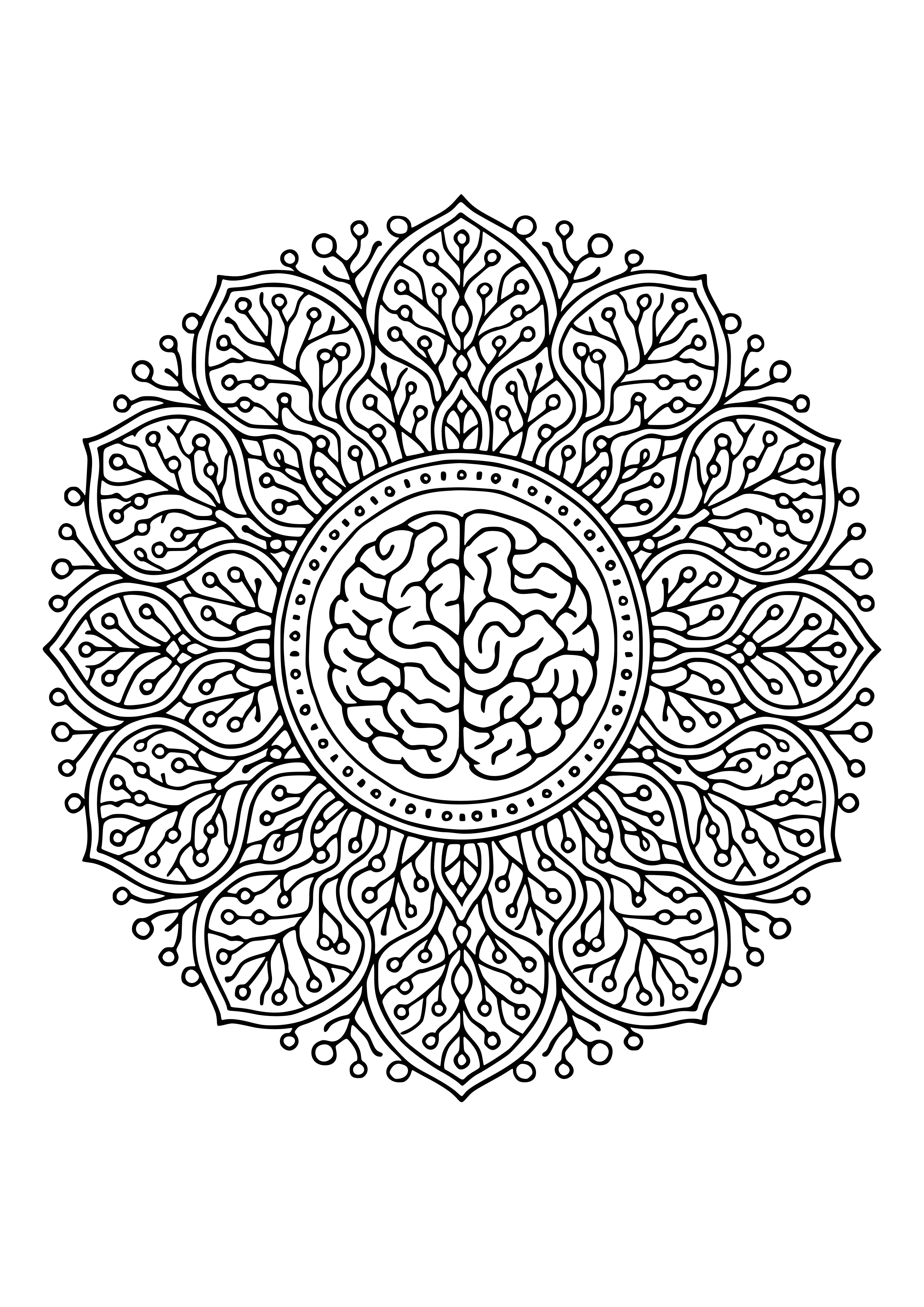 Detailed Mandala Inspired by Neural Networks Coloring Page