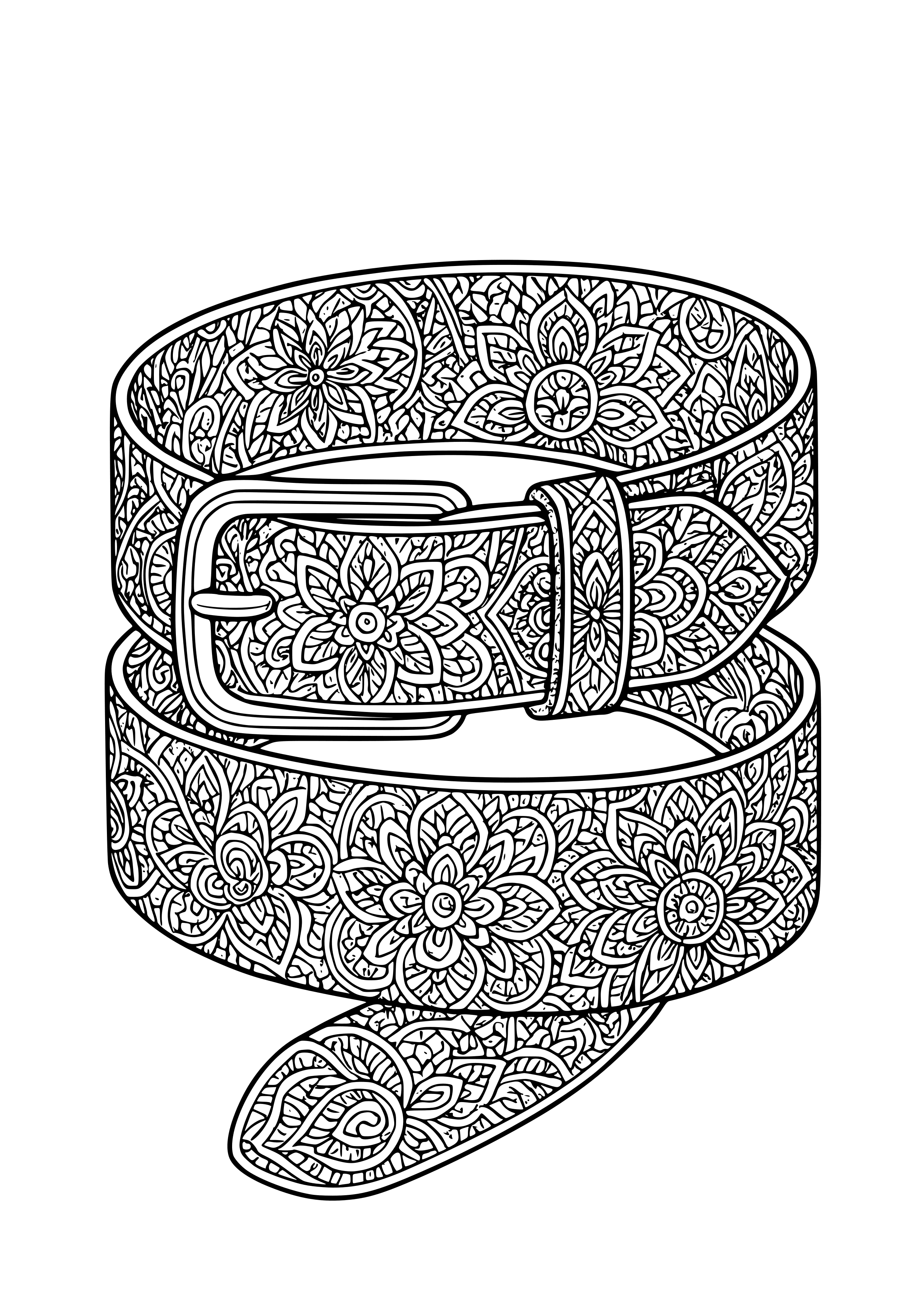 Detailed Patterns on a Fashionable Belt Coloring Page