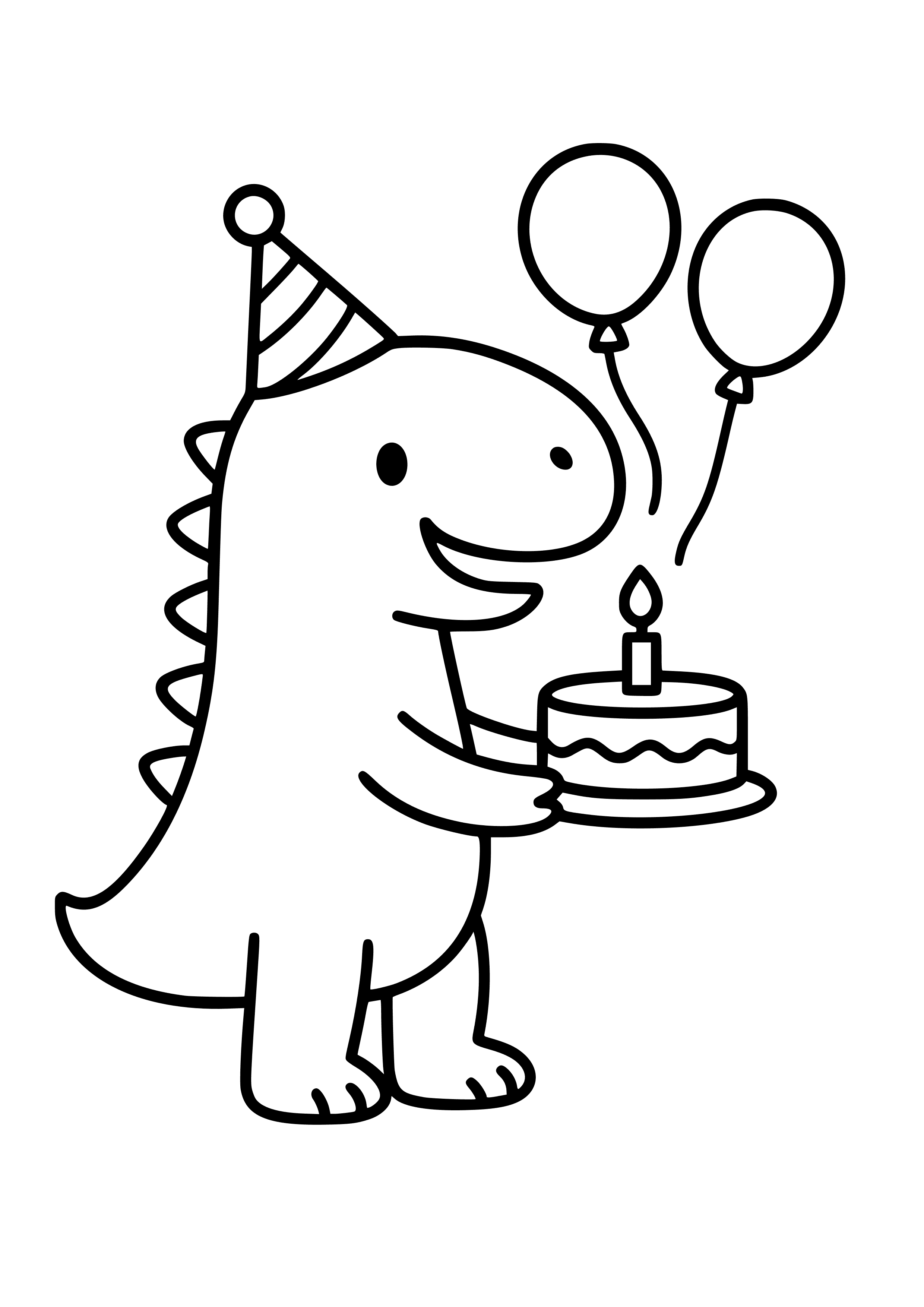 Dinosaur Celebrating a Birthday Coloring Page