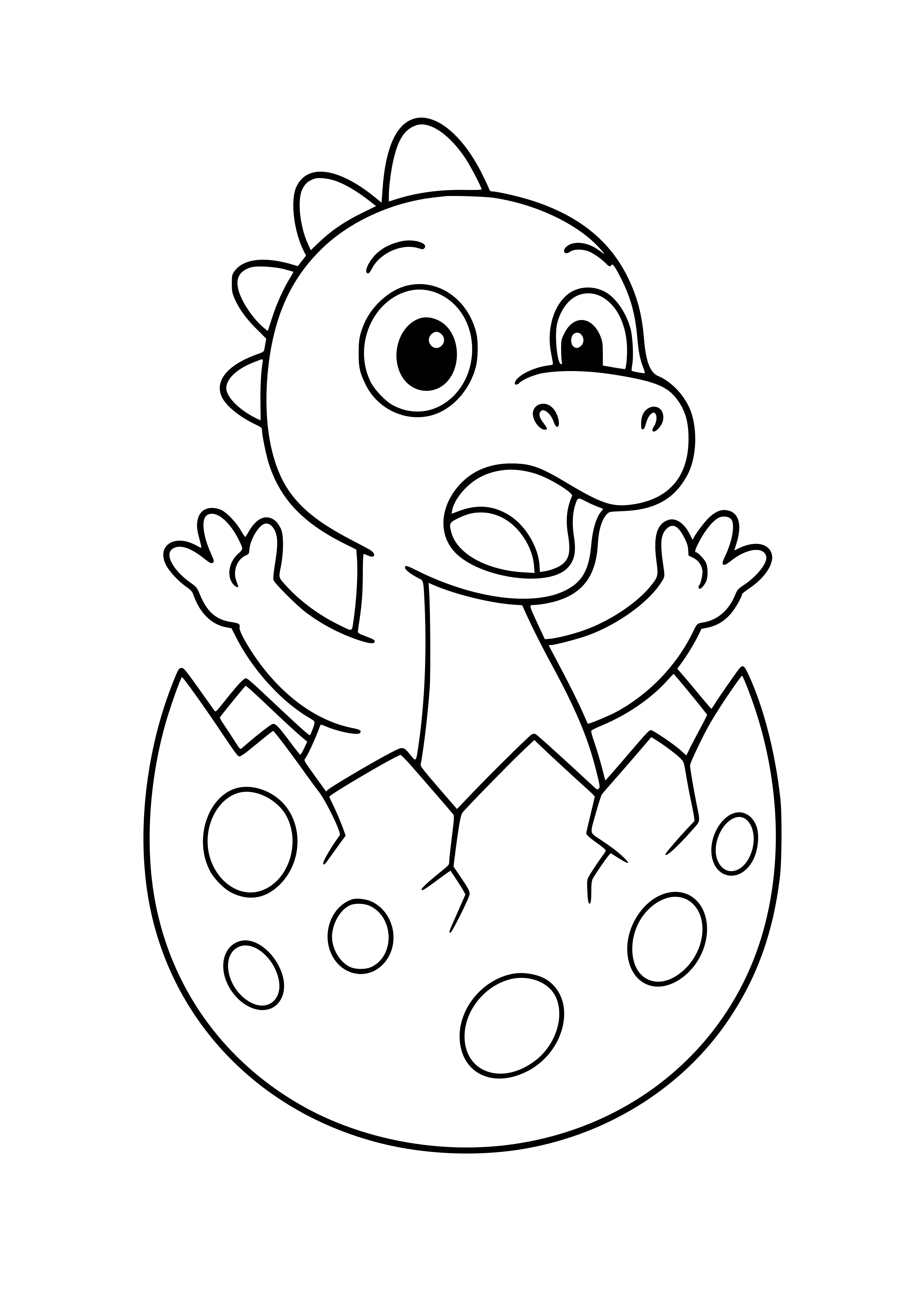 Dinosaur Egg Hatching with Surprise Coloring Page