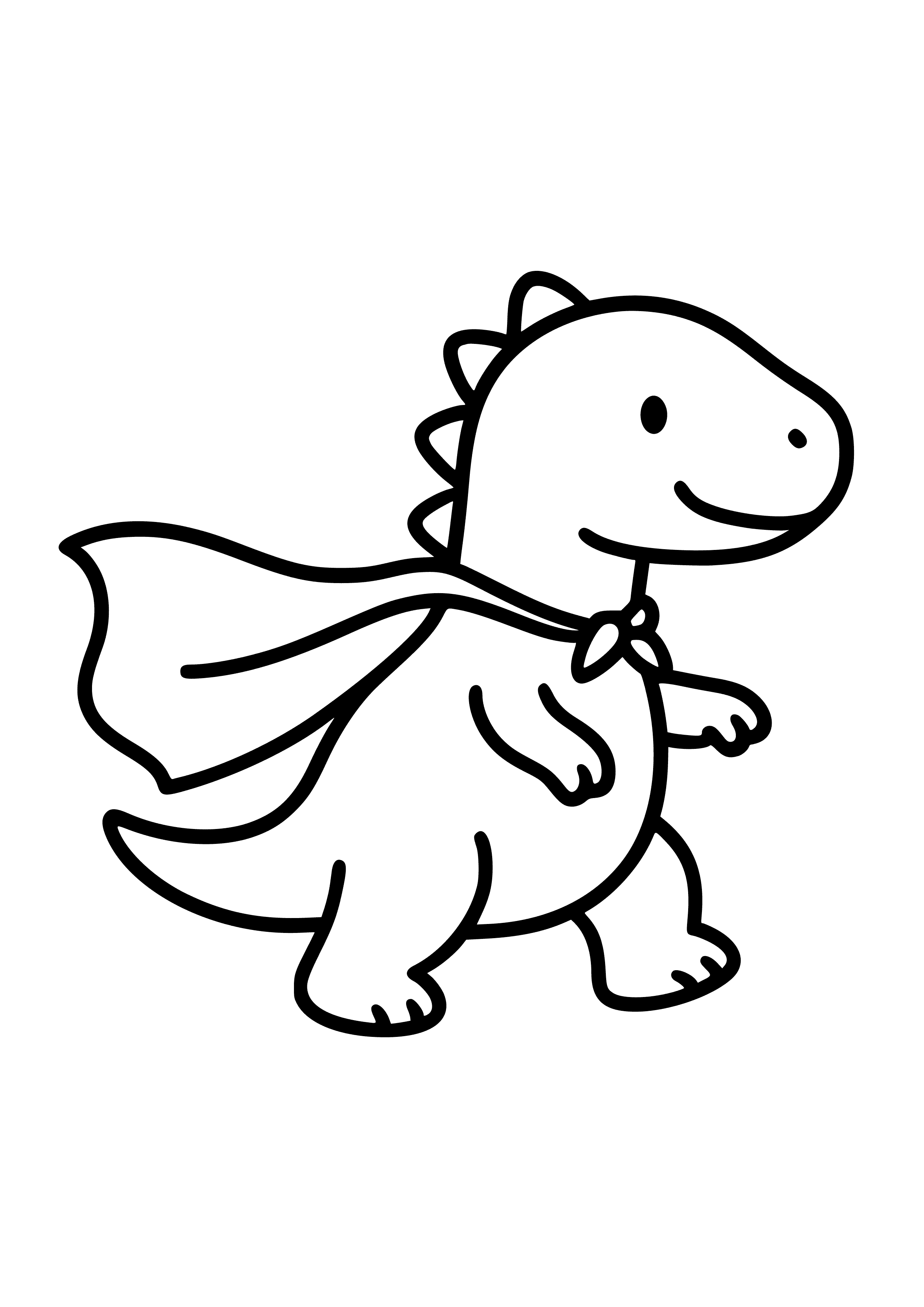 Dinosaur in a Superhero Cape Coloring Page