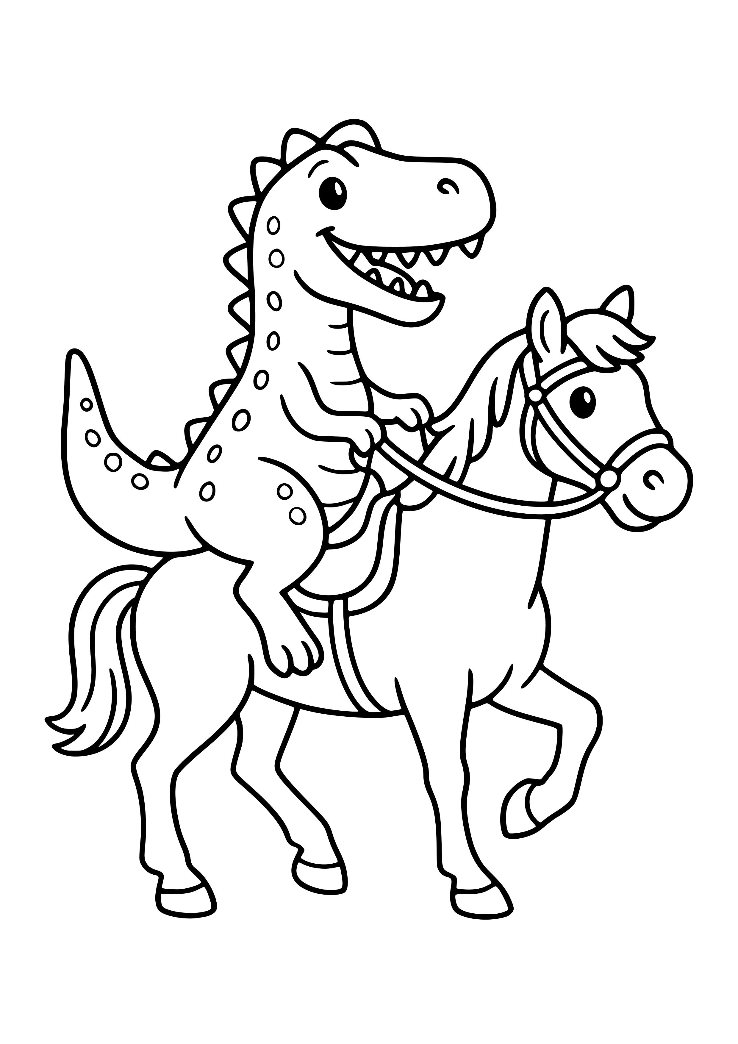Dinosaur Riding a Horse Coloring Page