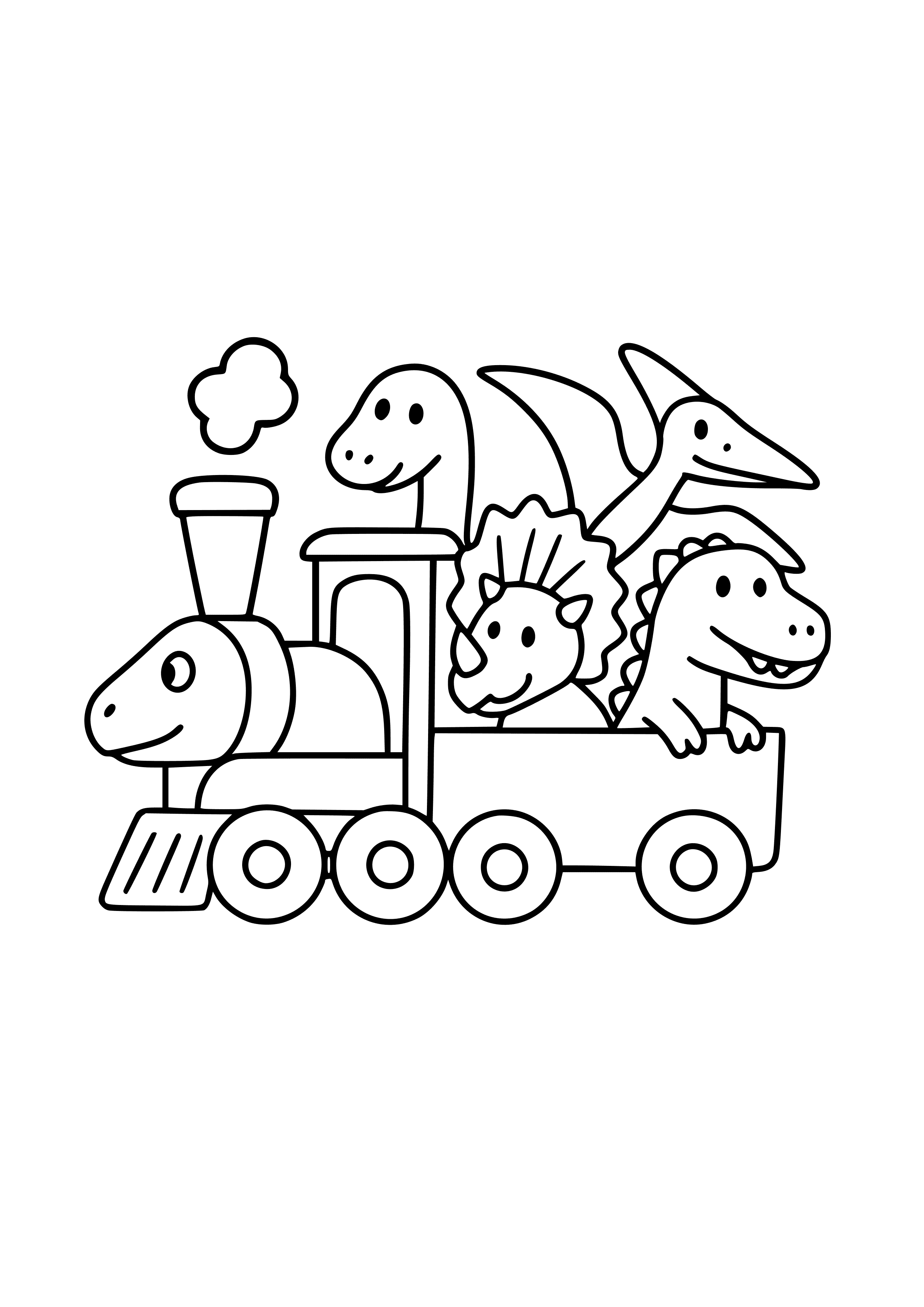 Dinosaur Train with Prehistoric Creatures Coloring Page