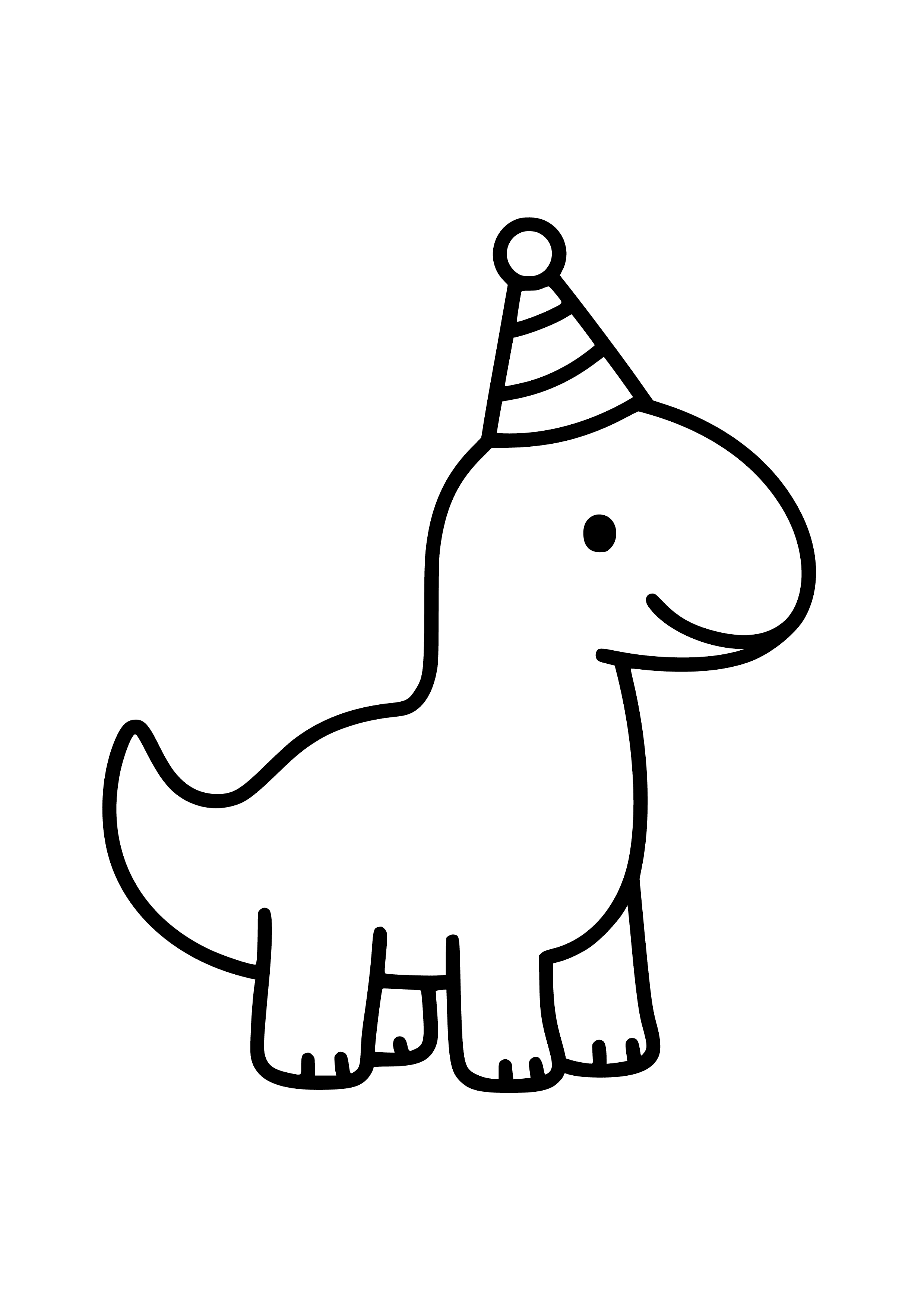Dinosaur Wearing a Party Hat Coloring Page