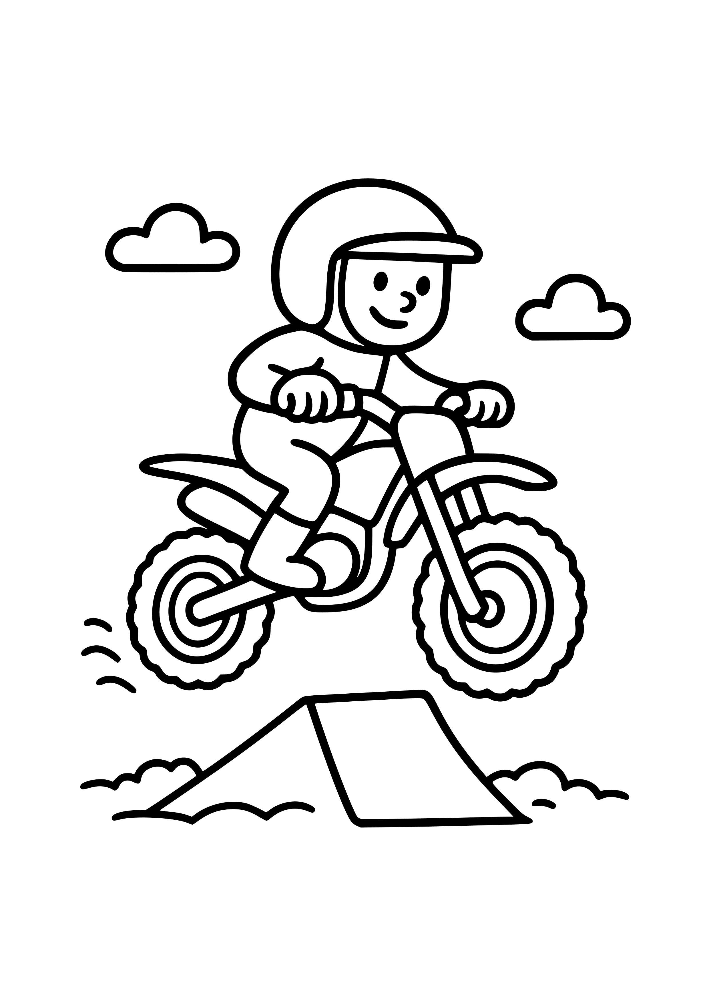 Dirt Bike Jumping Over a Ramp Coloring Page