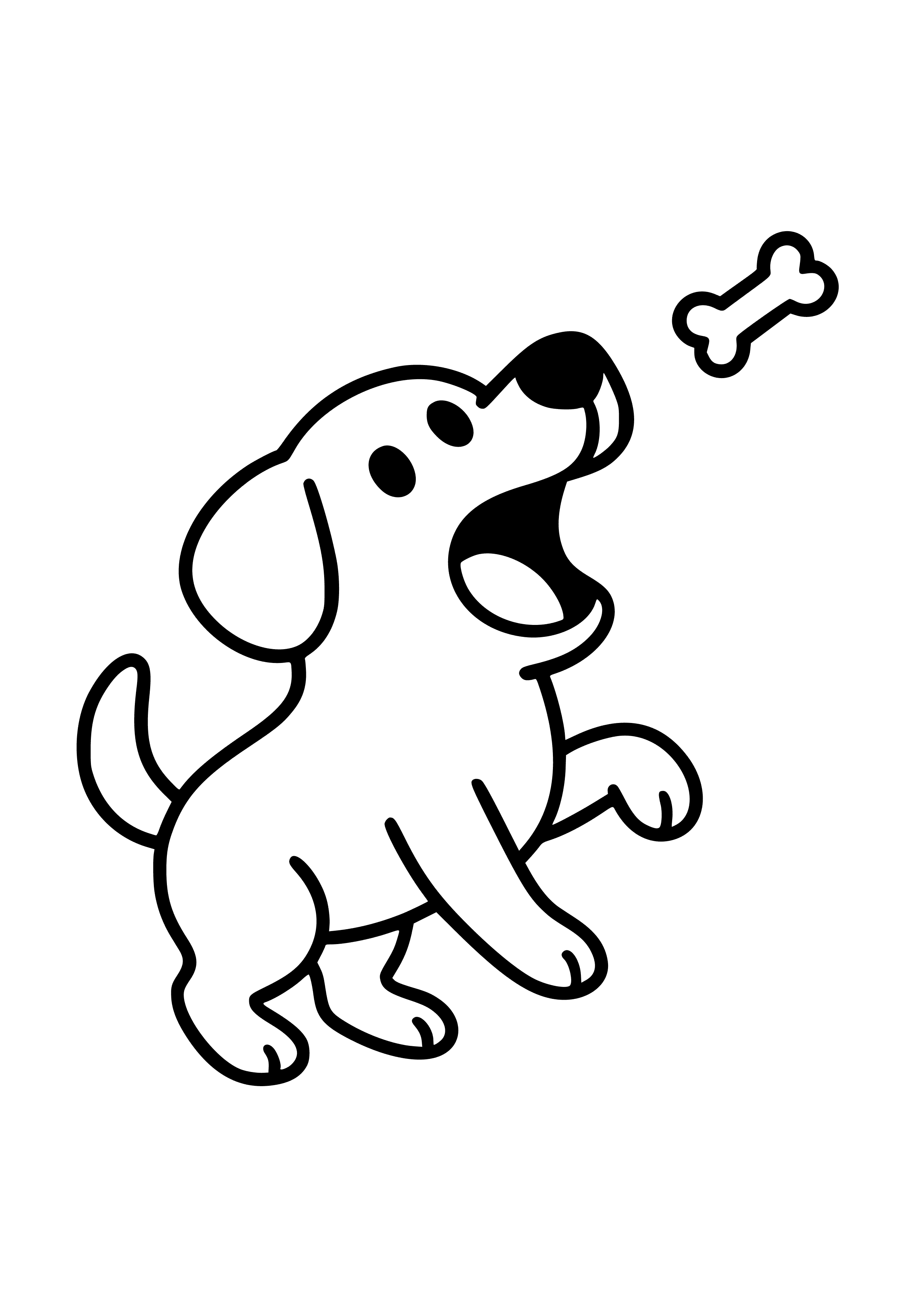 Dog Trying to Catch a Flying Treat Coloring Page