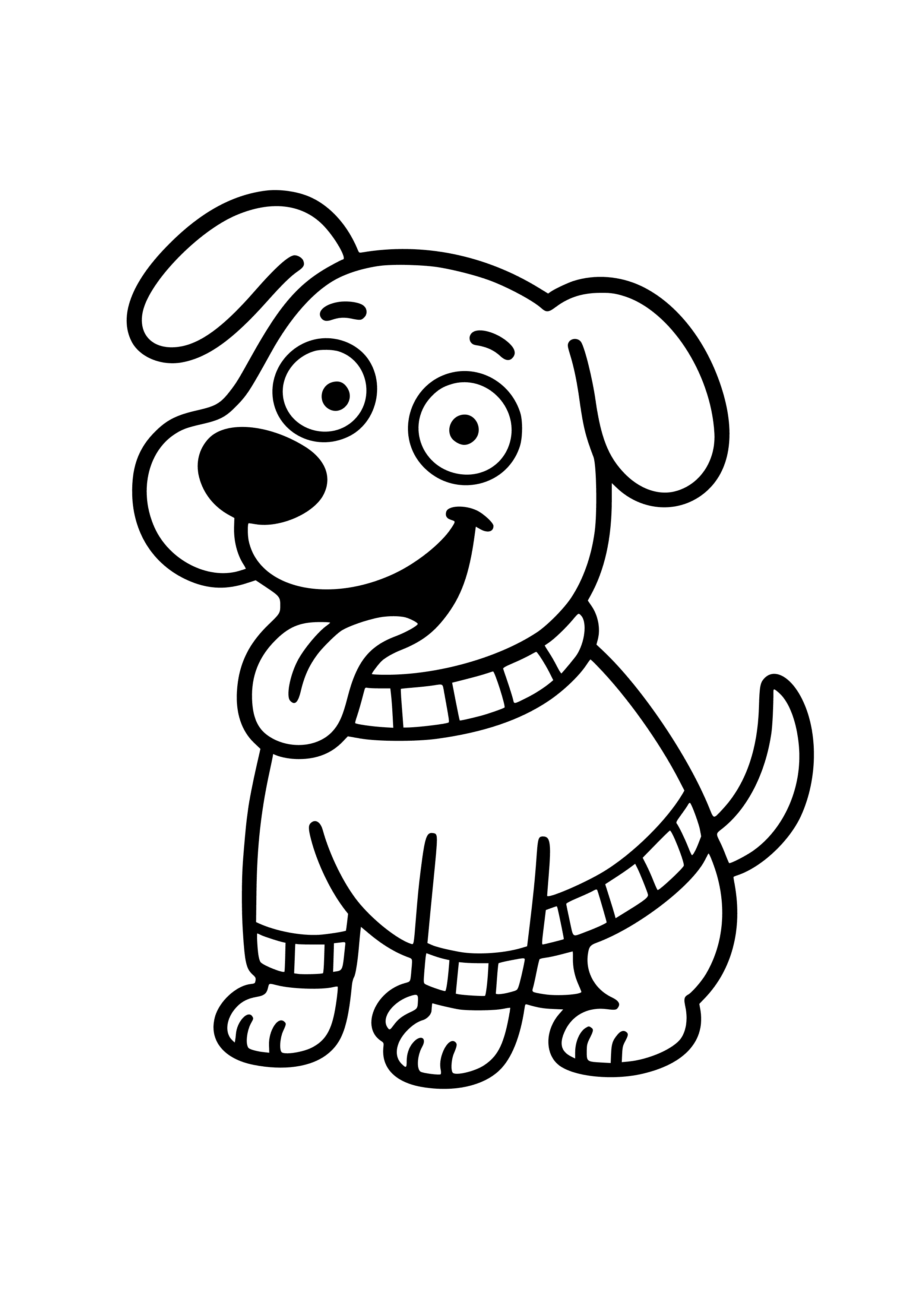 Dog with a Funny Expression in a Sweater Coloring Page