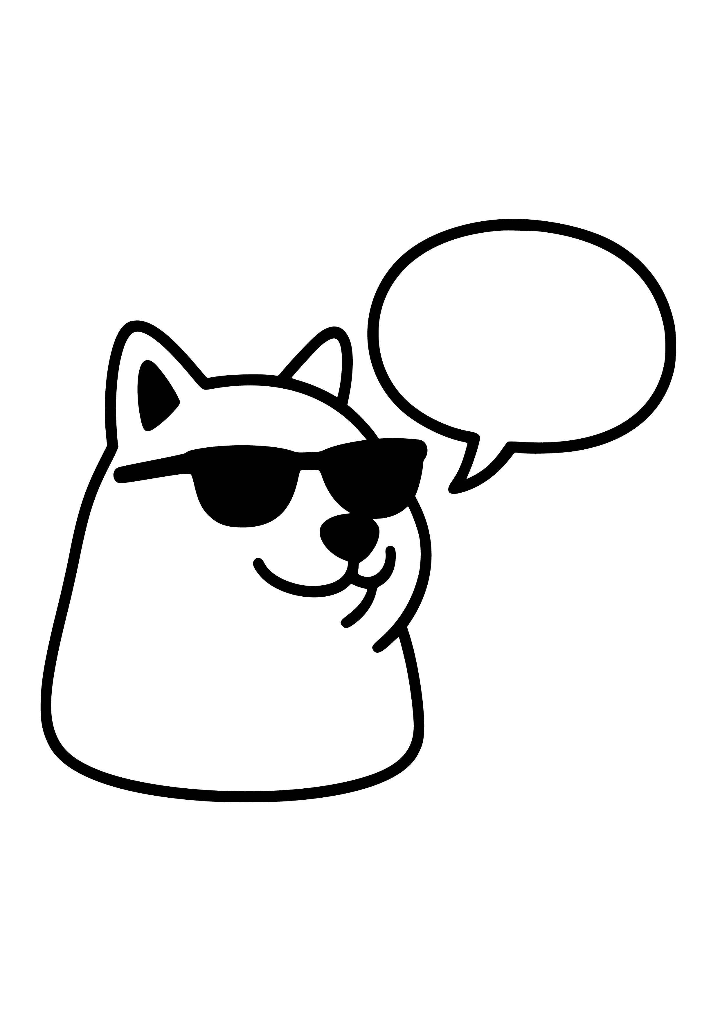 Doge with Sunglasses and a Speech Bubble Coloring Page