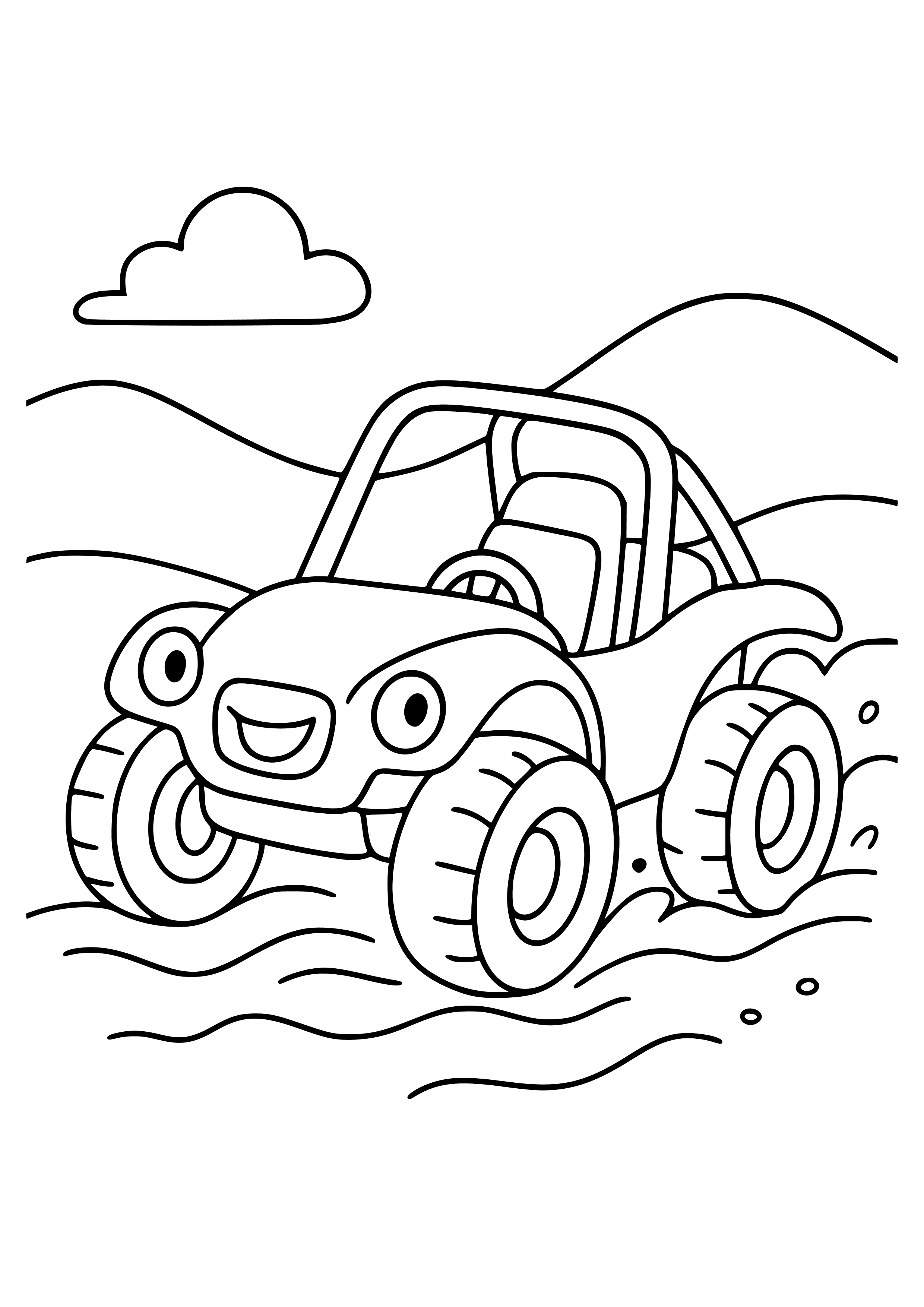 Dune Buggy Racing on Sand Coloring Page