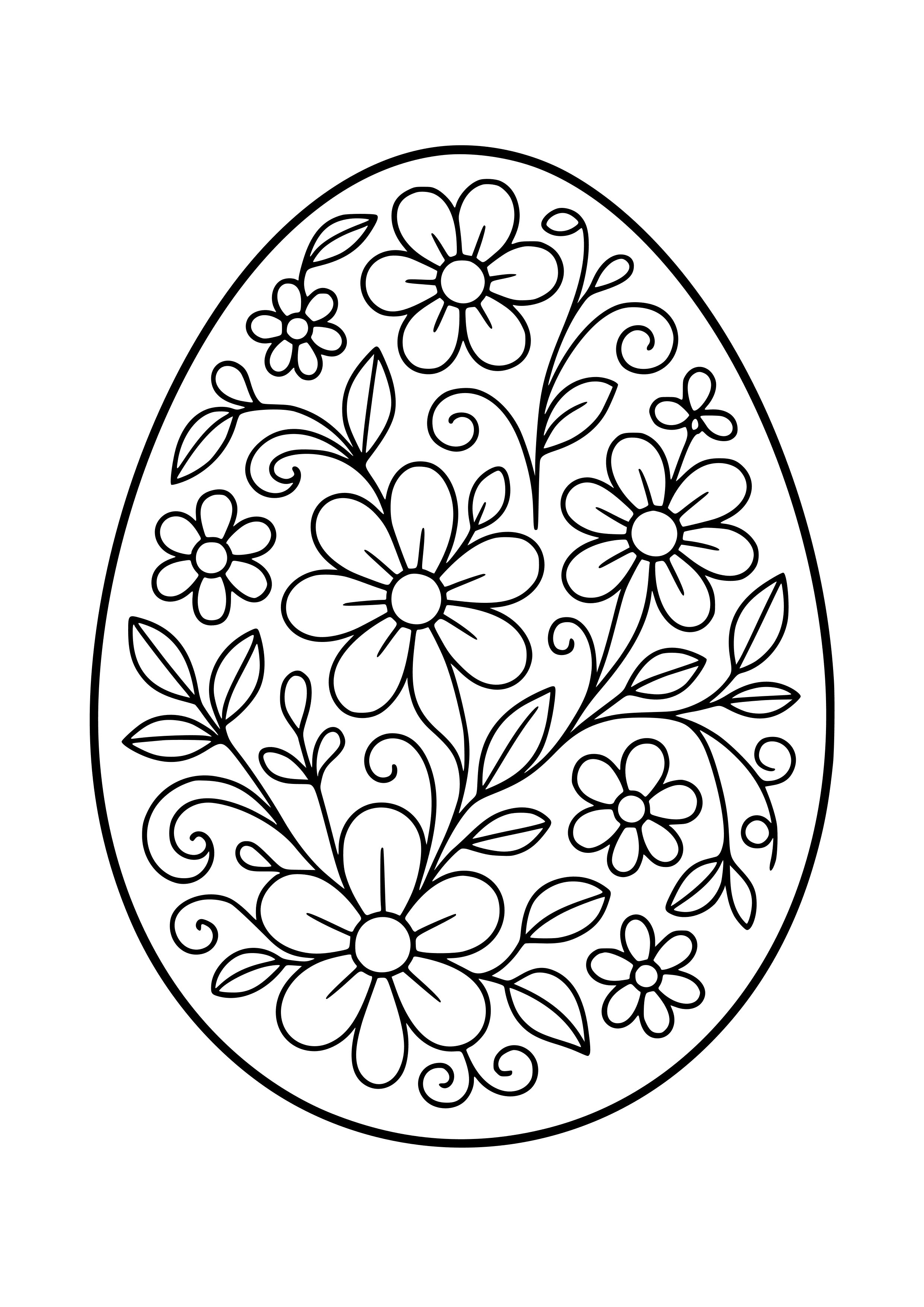 Easter Egg with Floral Designs Coloring Page