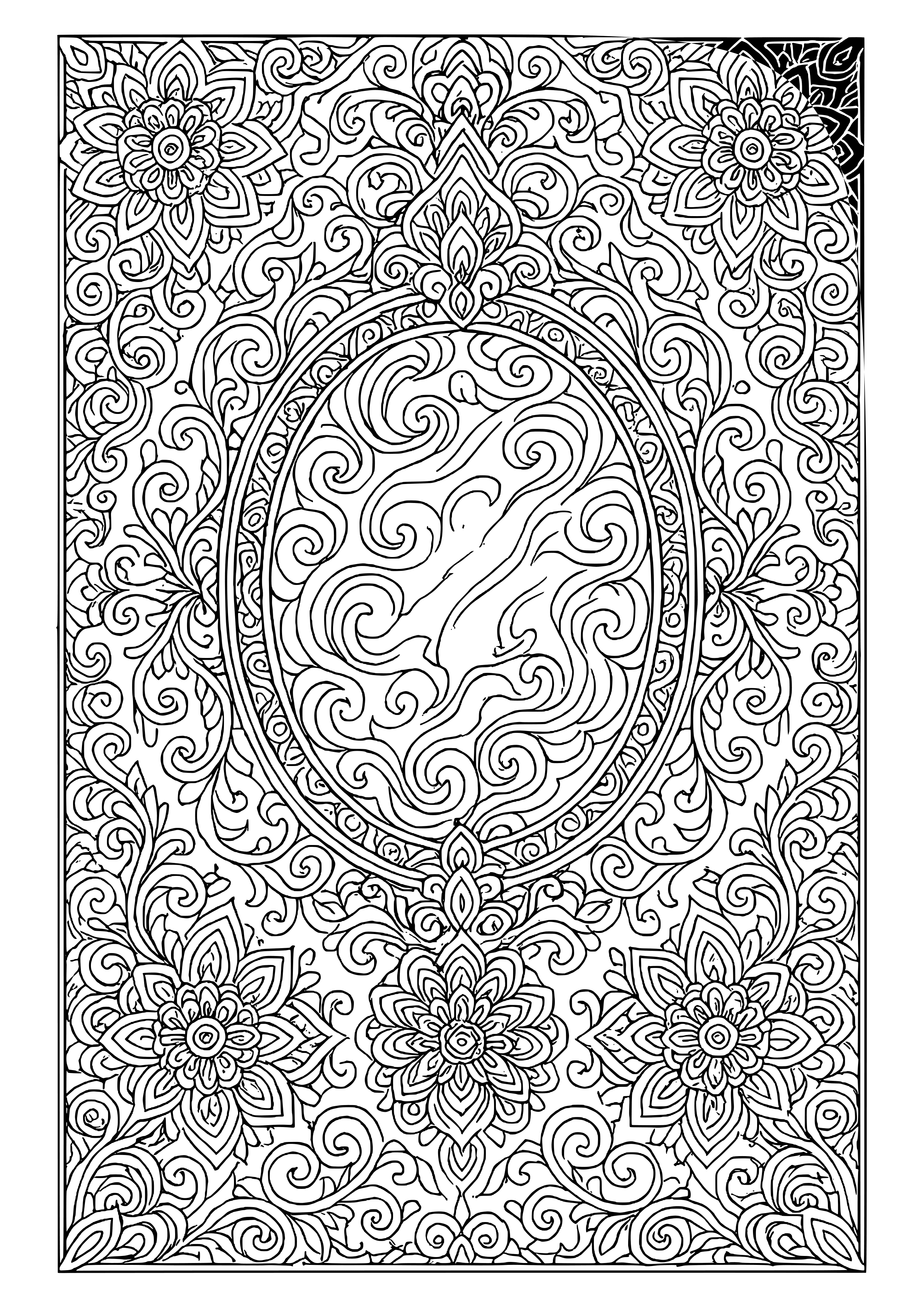 Enchanted Mirror Revealing Hidden Secrets Coloring Page