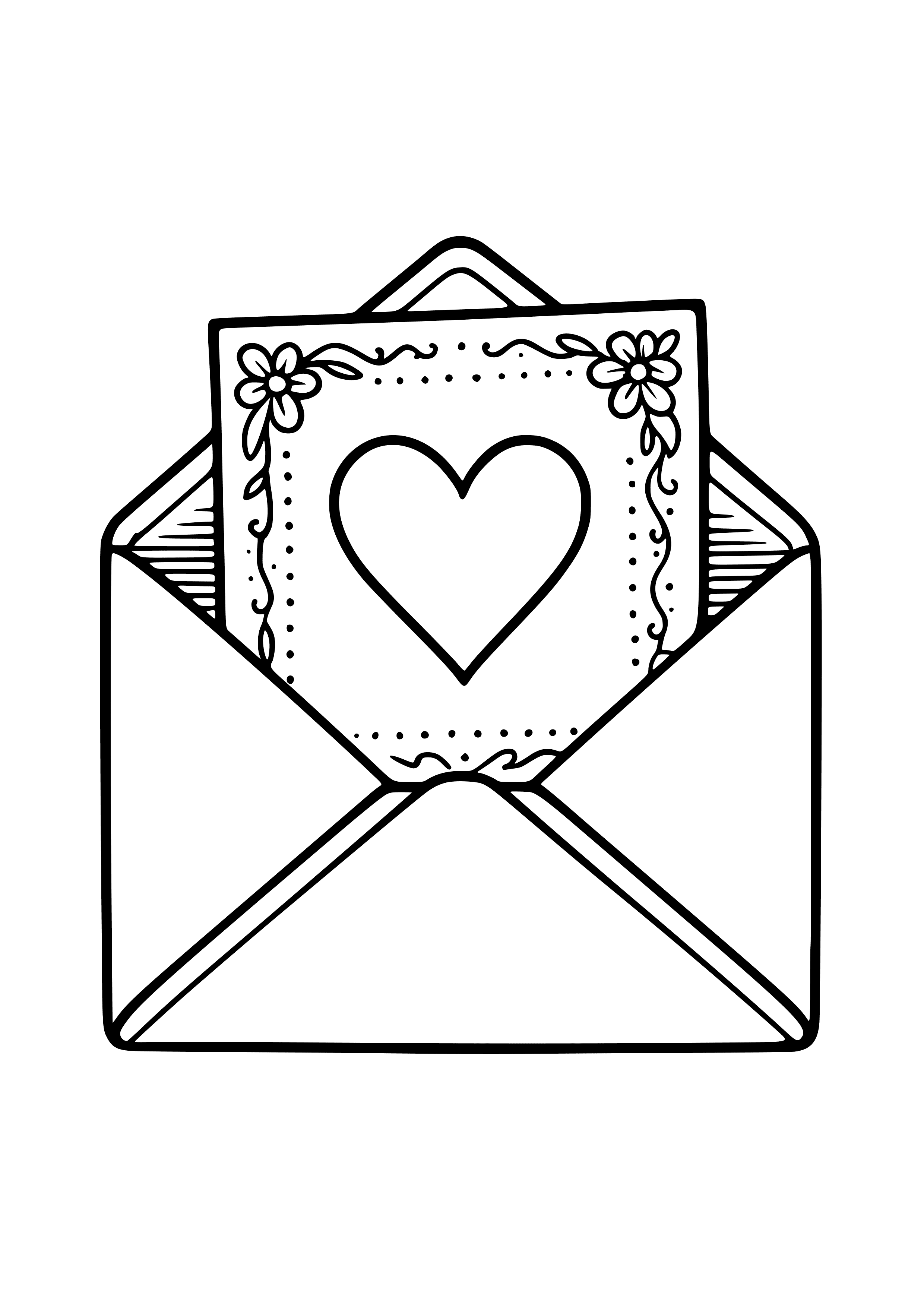 Envelope with a Love Note Coloring Page