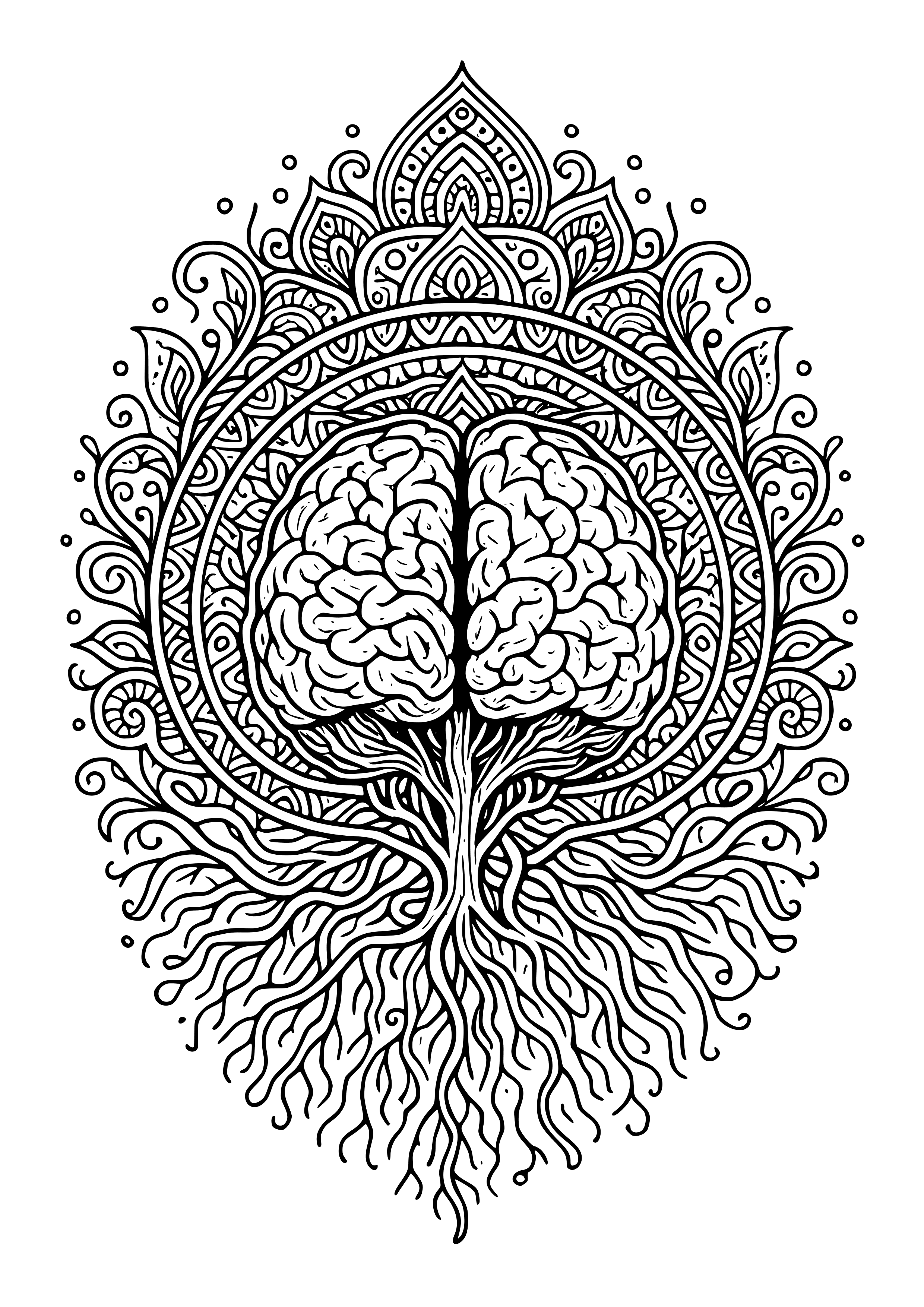 Esoteric Designs Merging with Neural Pathways Coloring Page