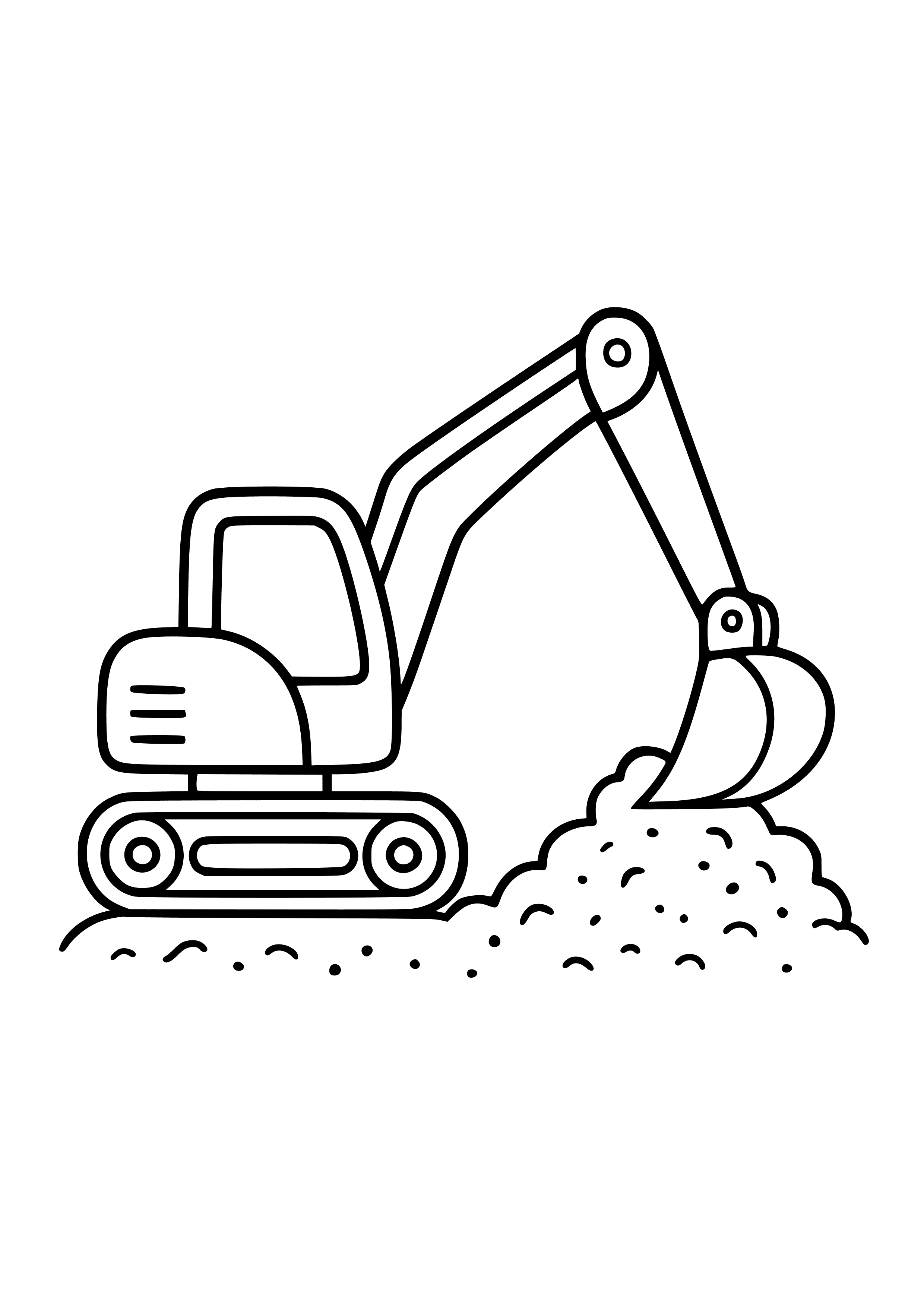 Excavator Digging in the Dirt Coloring Page
