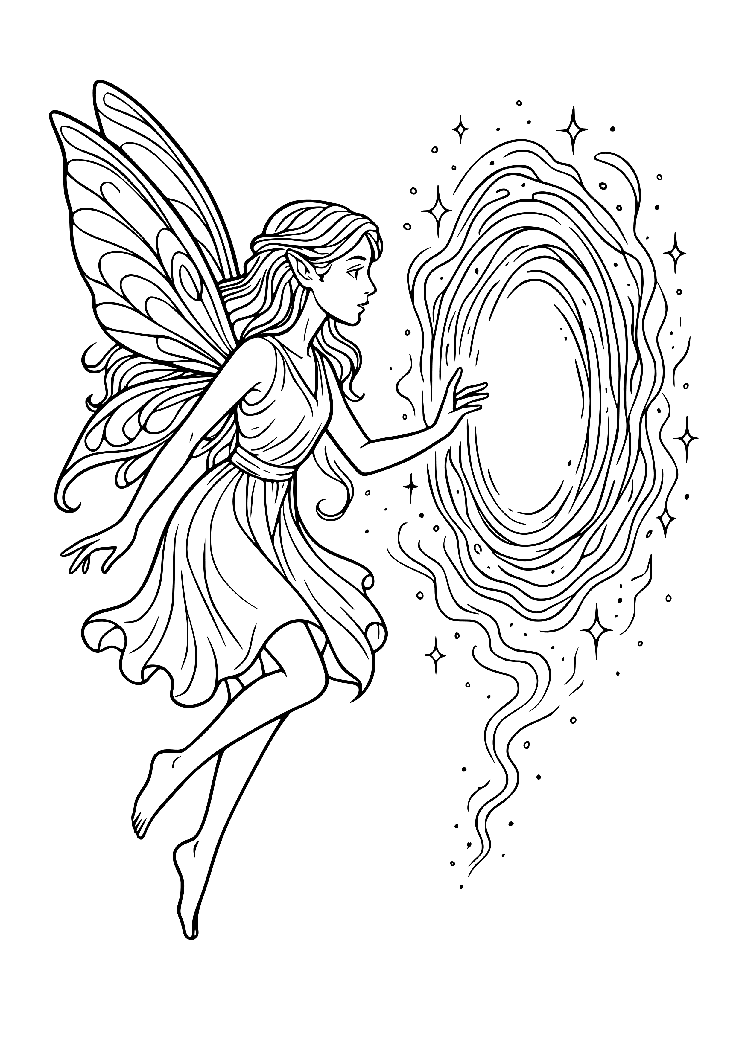 Fairy Creating a Magical Portal in the Air Coloring Page