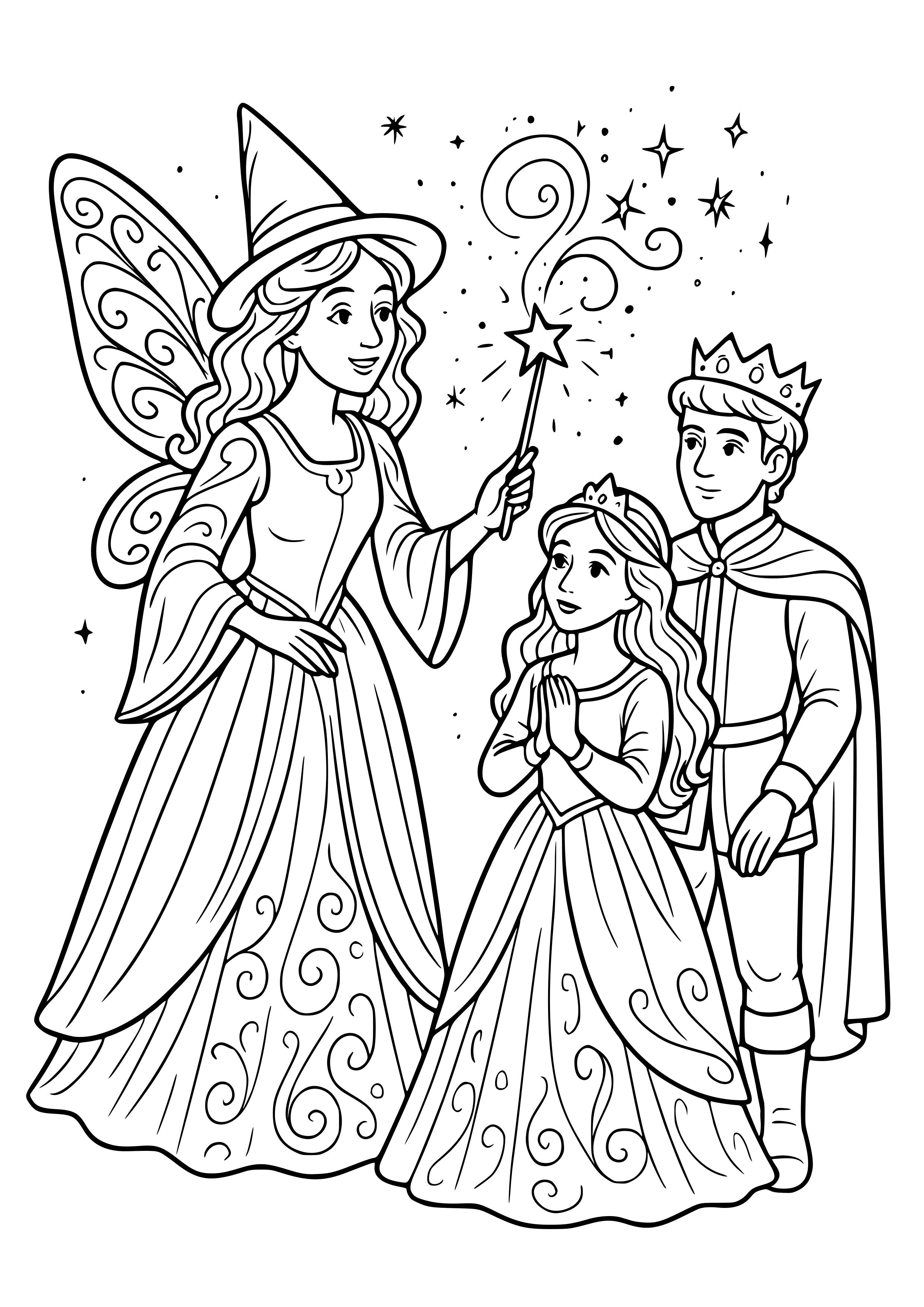 Fairy Godmother Granting Wishes Coloring Page