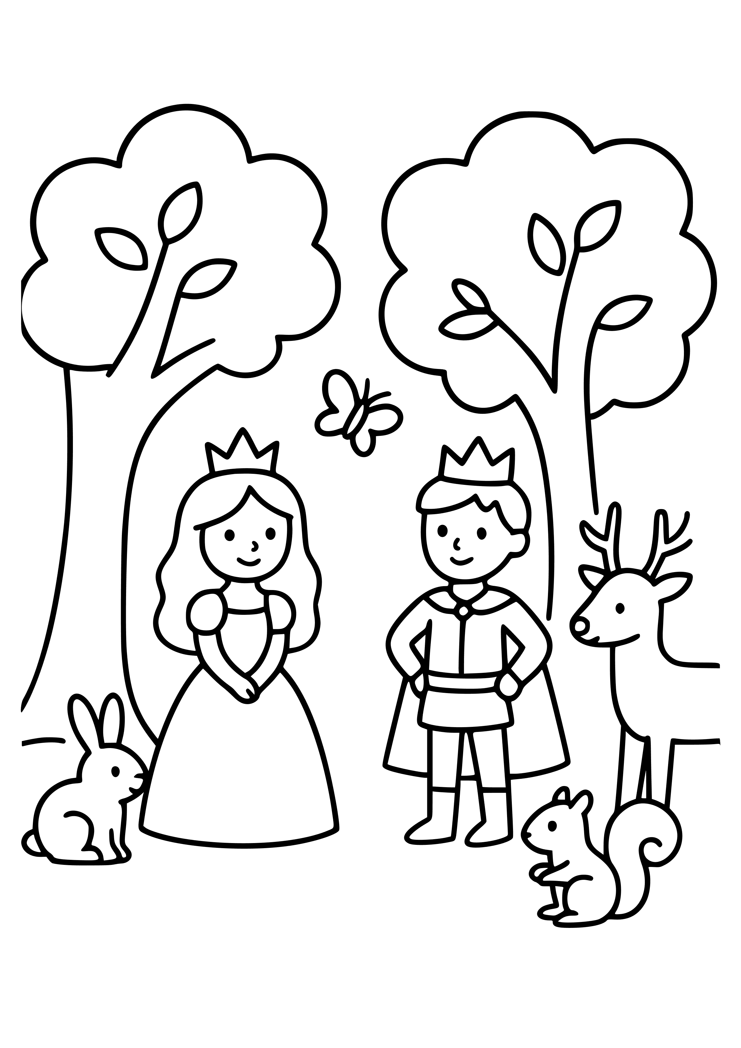 Fairy Tale Forest with Animals Coloring Page