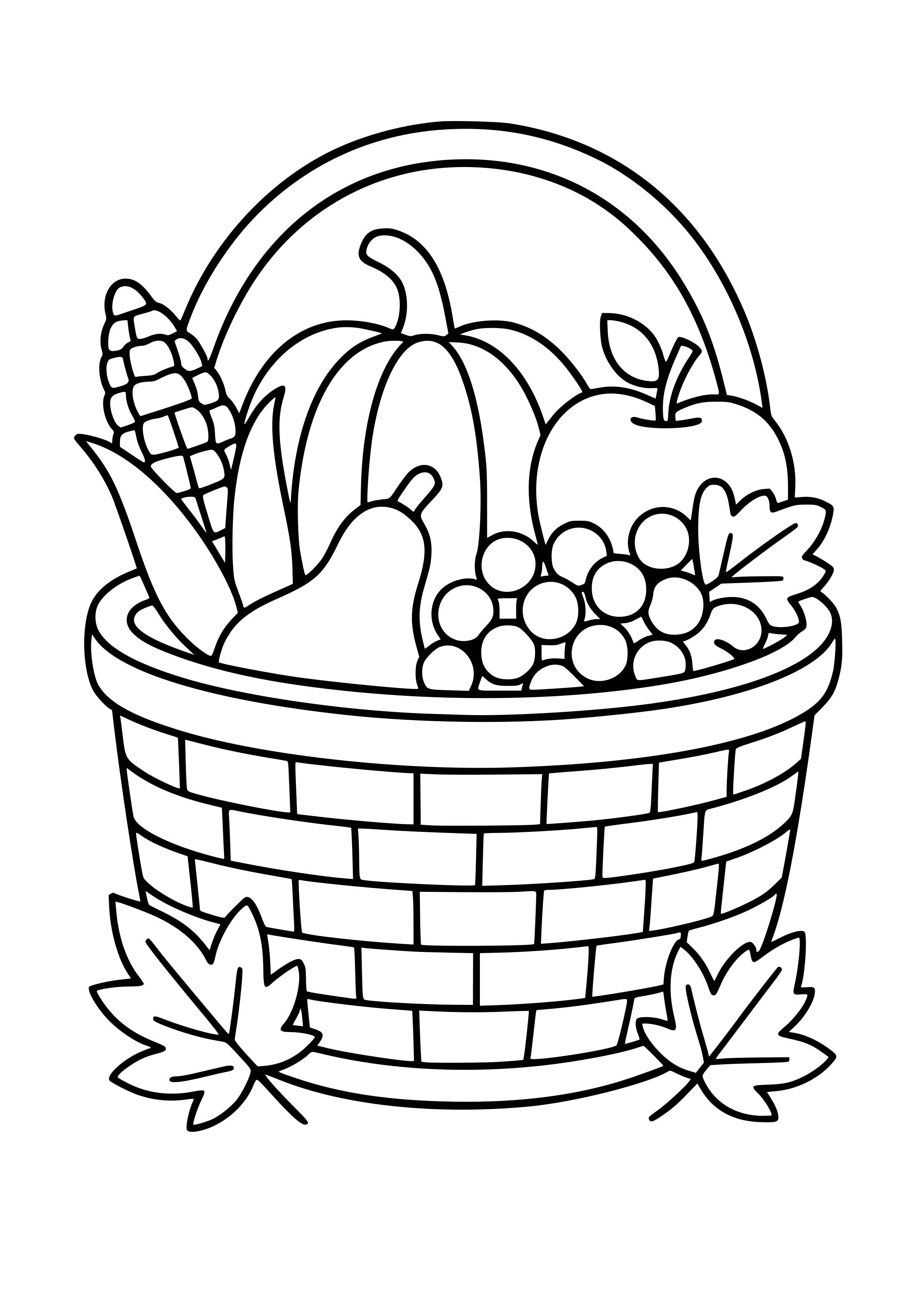 Fall Harvest Basket Coloring Page