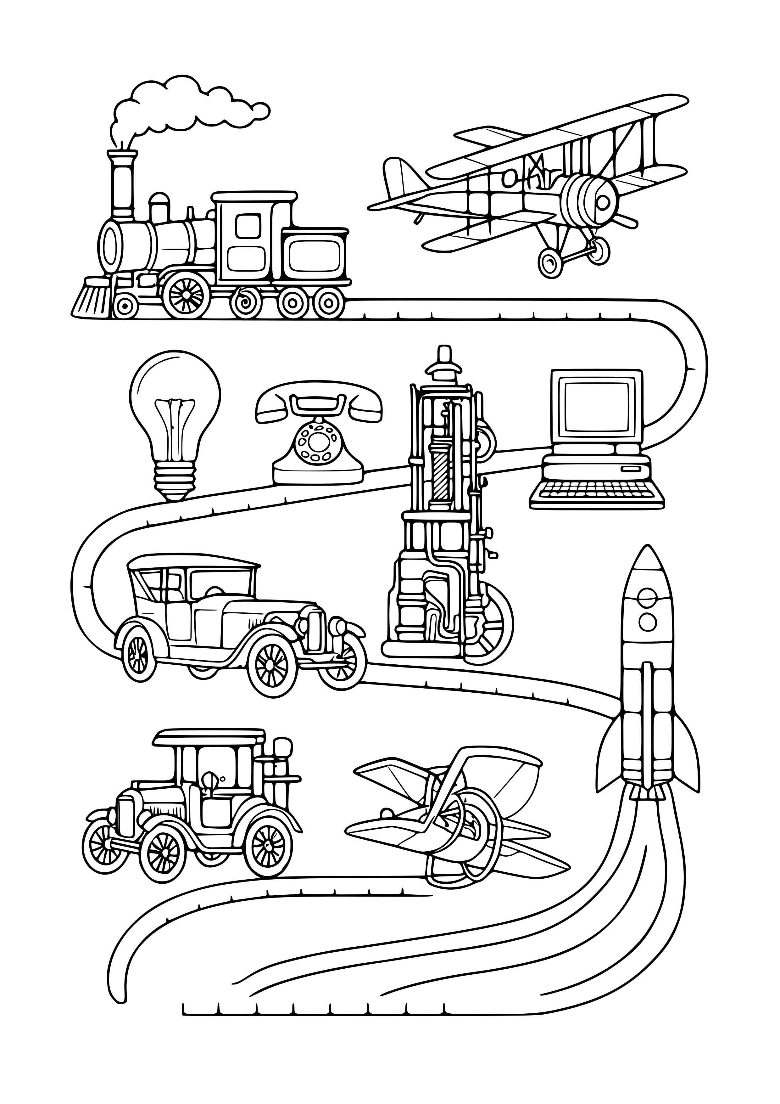 Famous Inventions Timeline Coloring Page