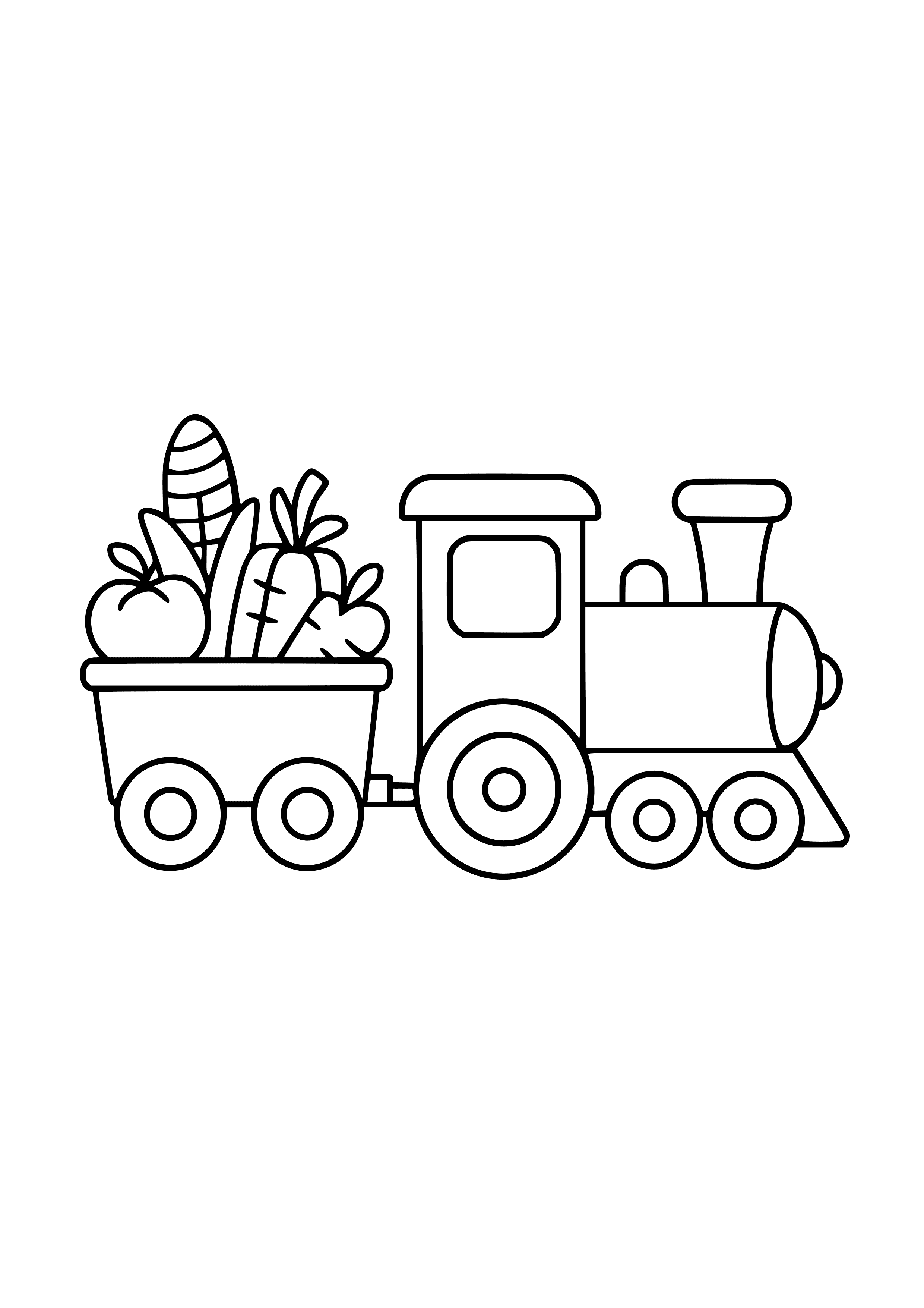 Farming Train Carrying Fresh Produce Coloring Page