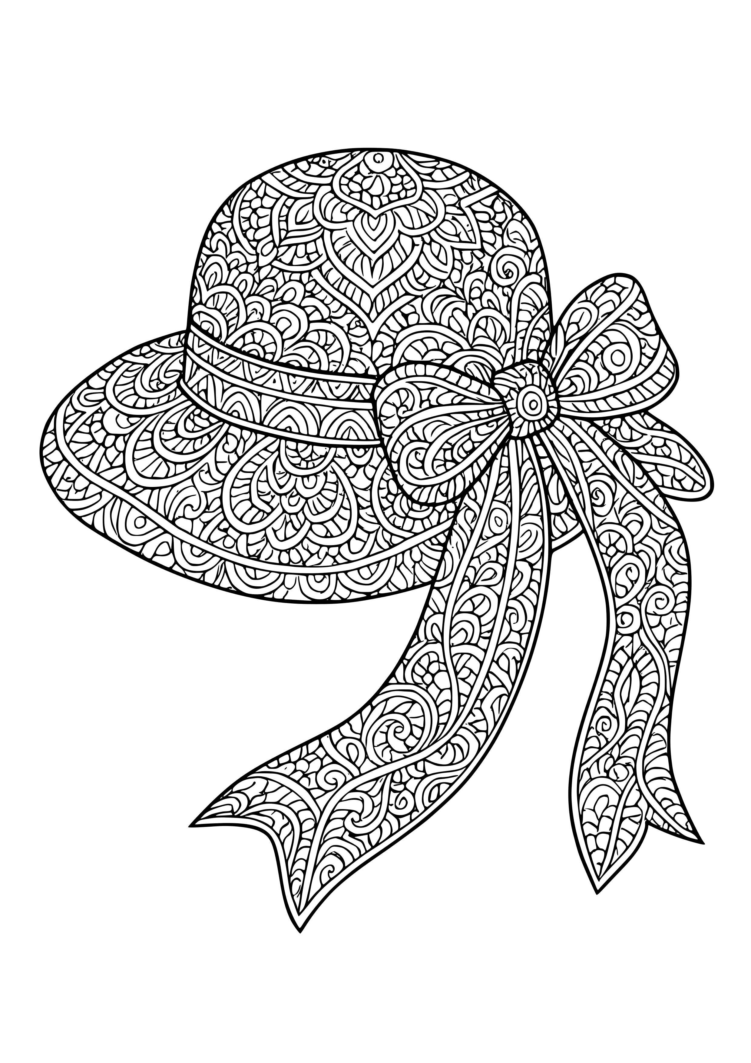 Fashionable Hat with Ribbons Coloring Page