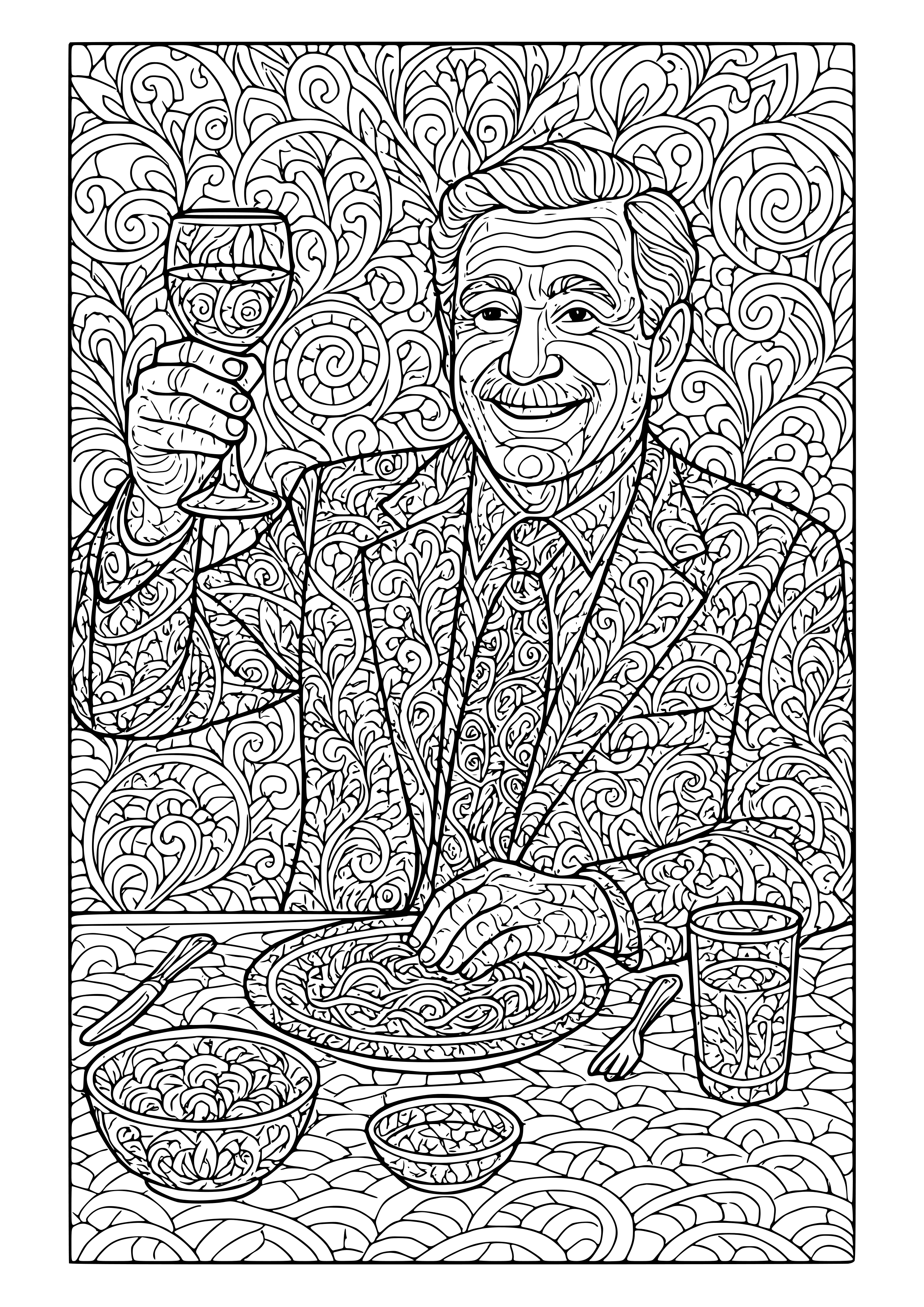 Father Giving a Toast at Dinner Coloring Page