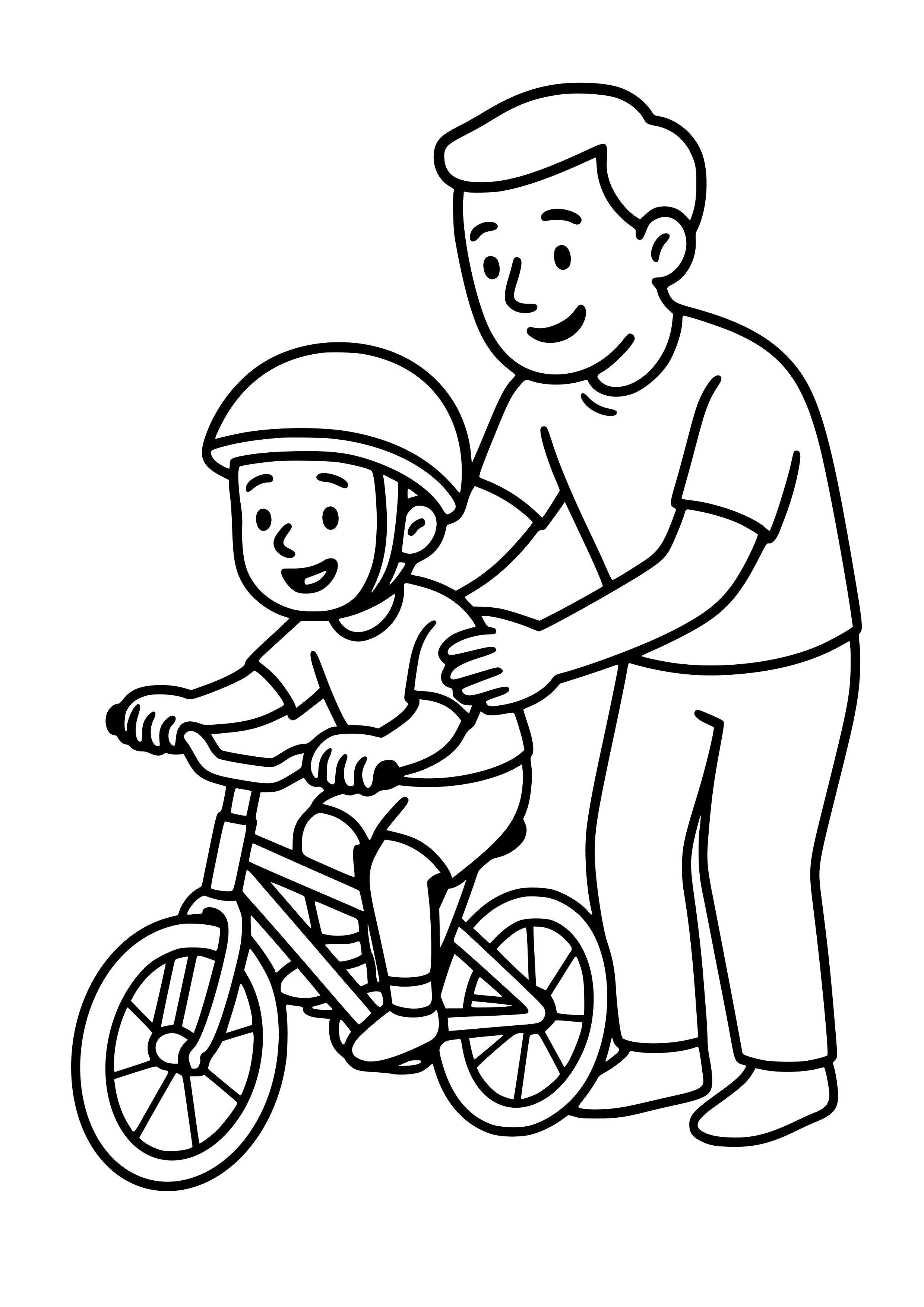 Father Teaching to Ride a Bike Coloring Page