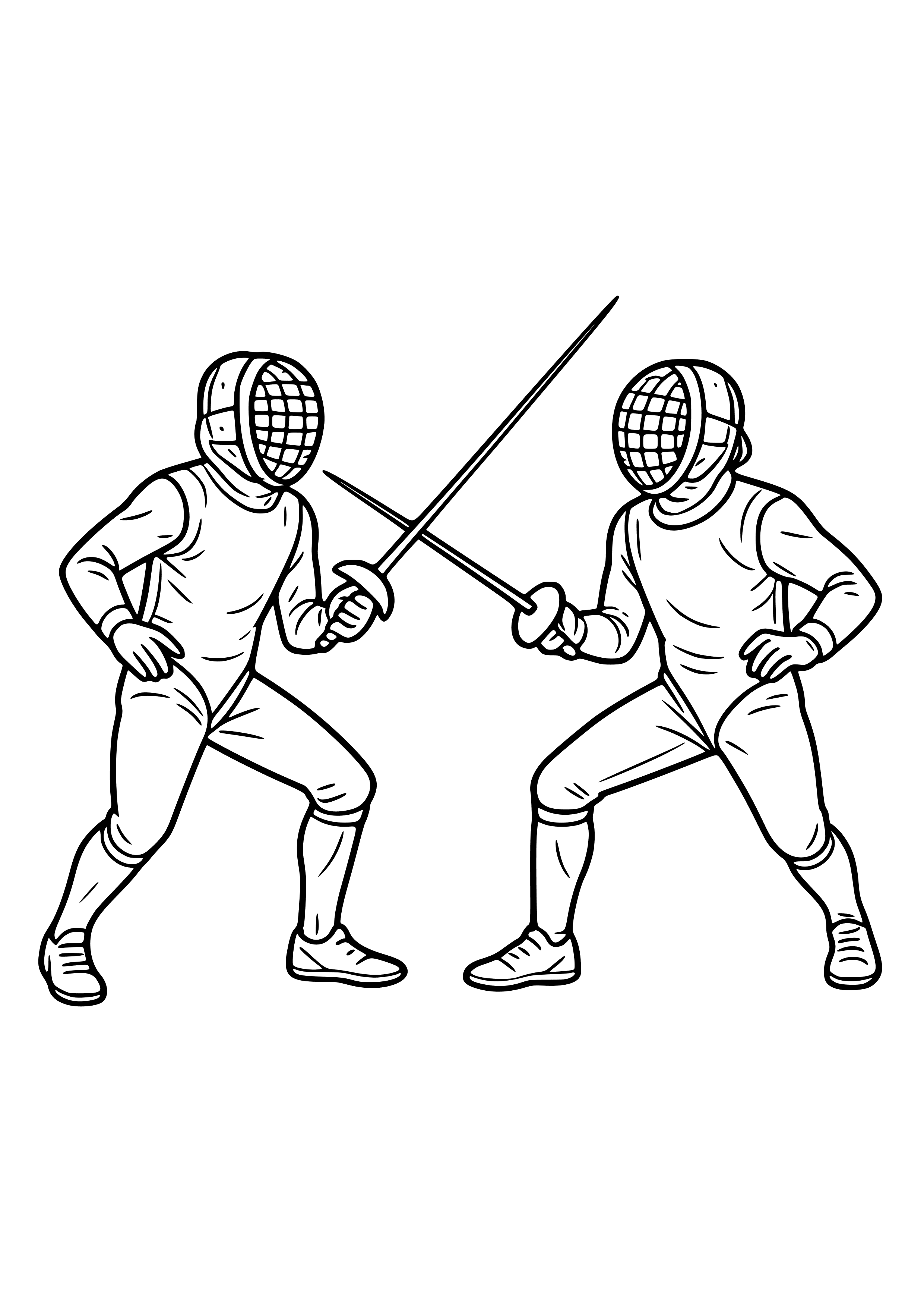 Fencer in a Duel Coloring Page