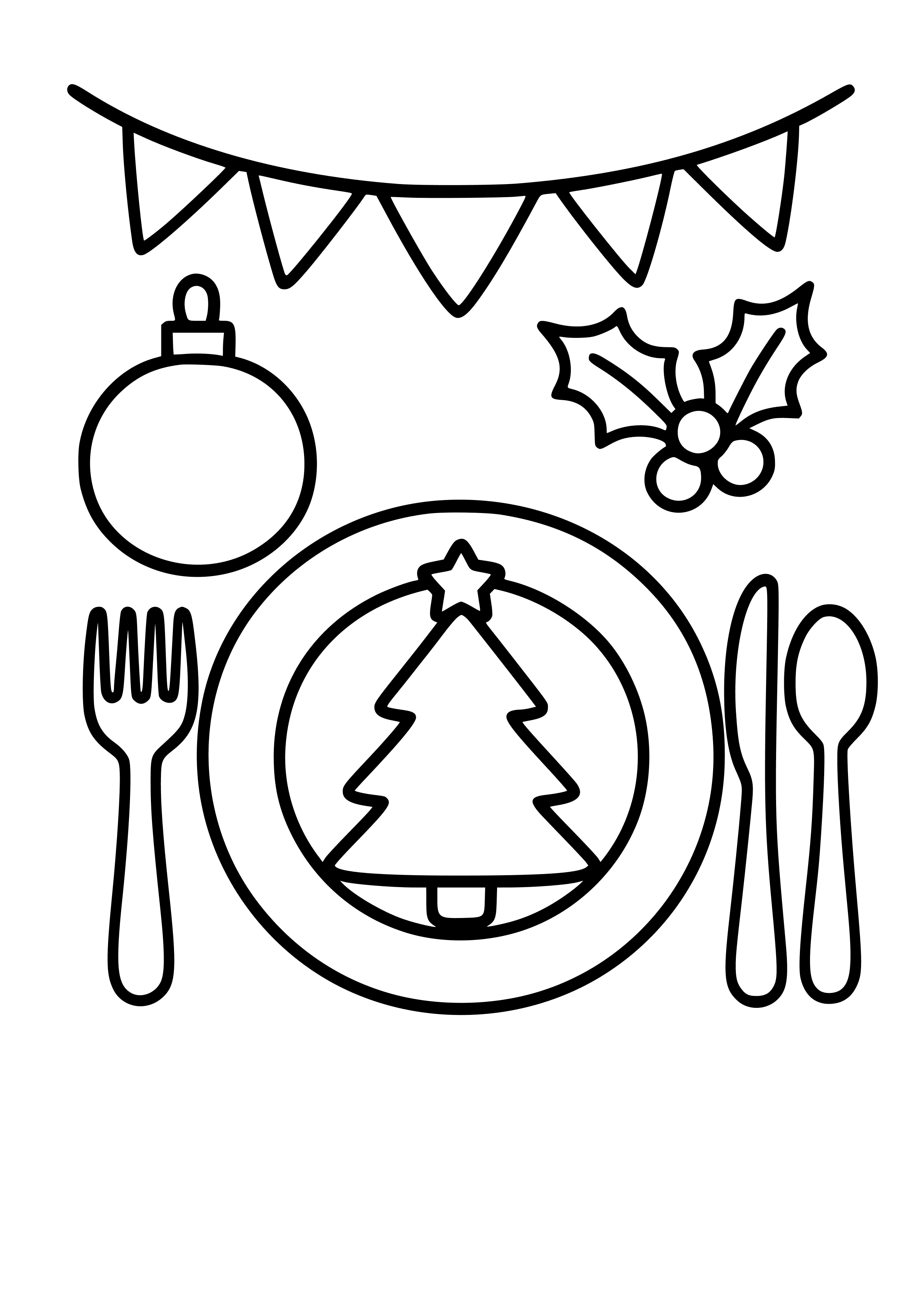Festive Holiday Table Setting Coloring Page