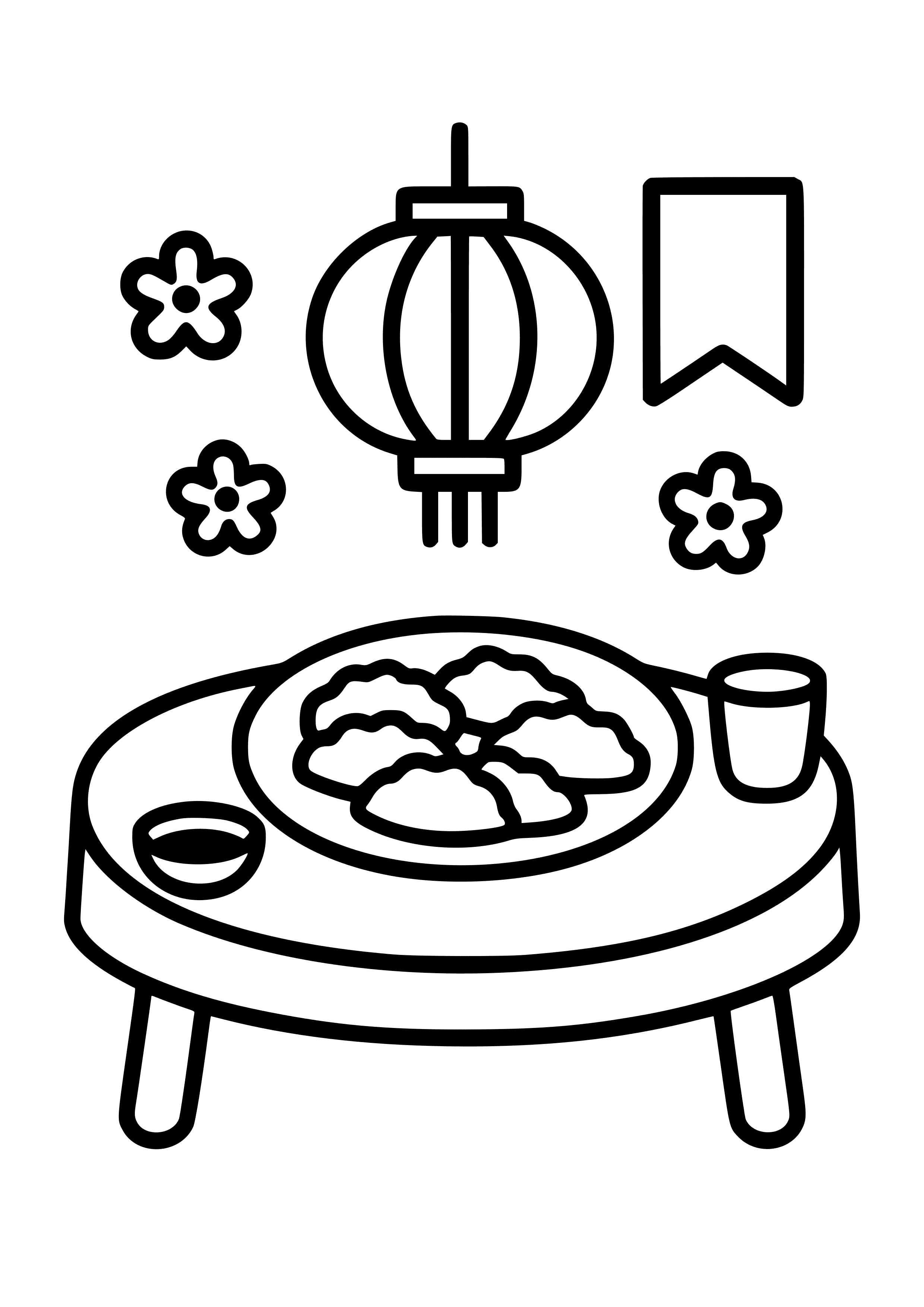 Festive Table Decorated with Dumplings Coloring Page