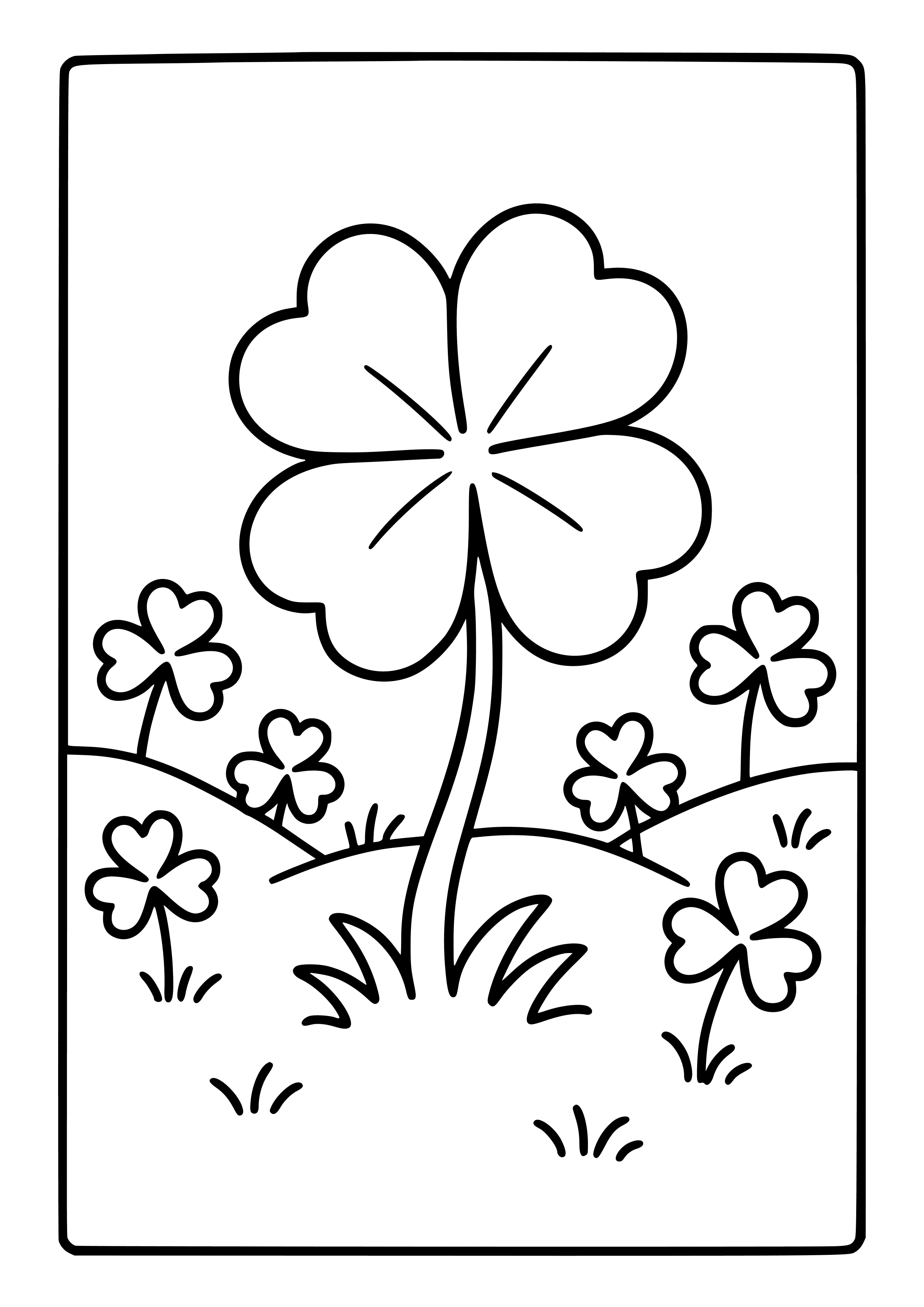 Field of Clover with a Four-leaf Clover Coloring Page