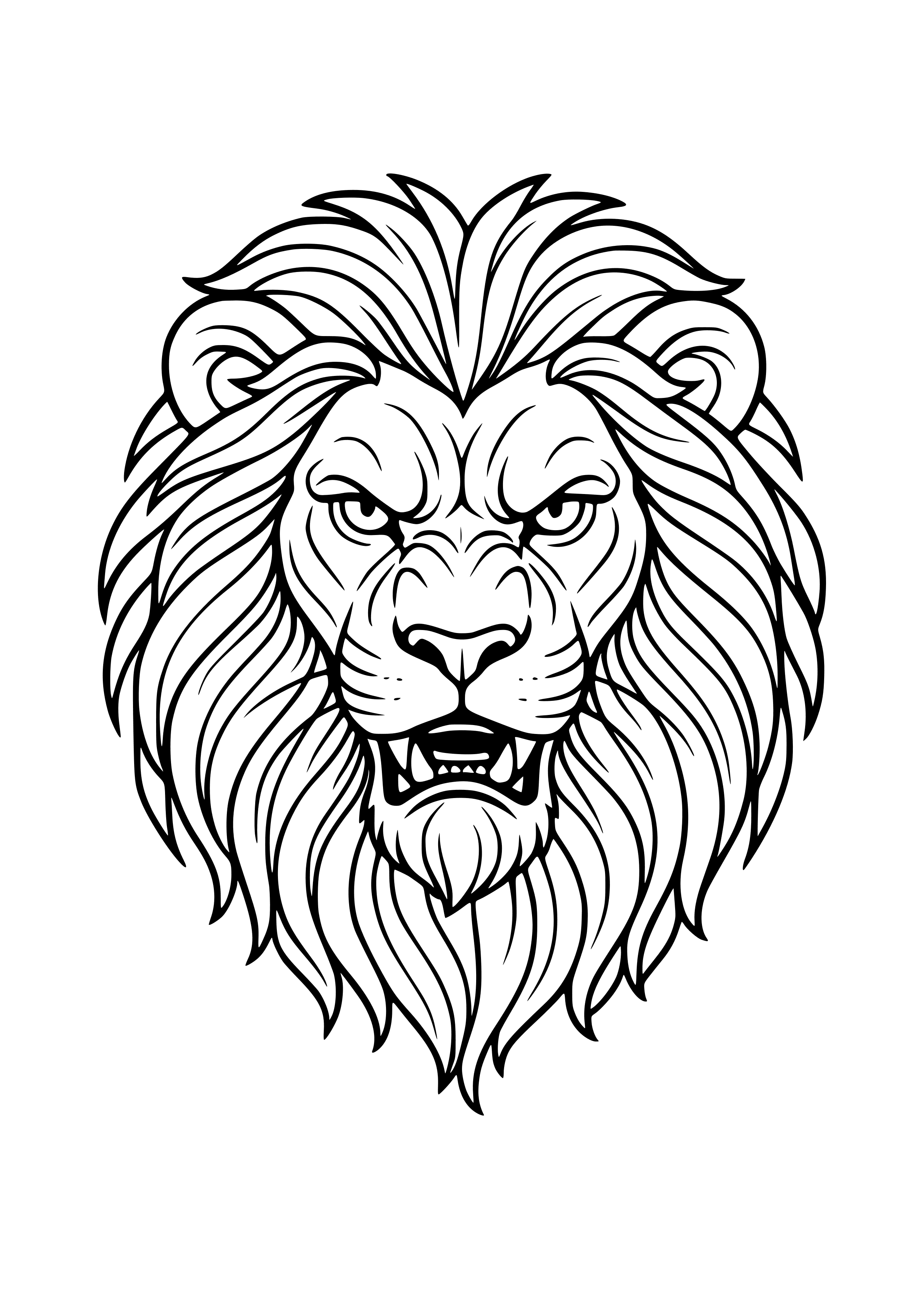 Fierce Lion with a Majestic Mane Coloring Page
