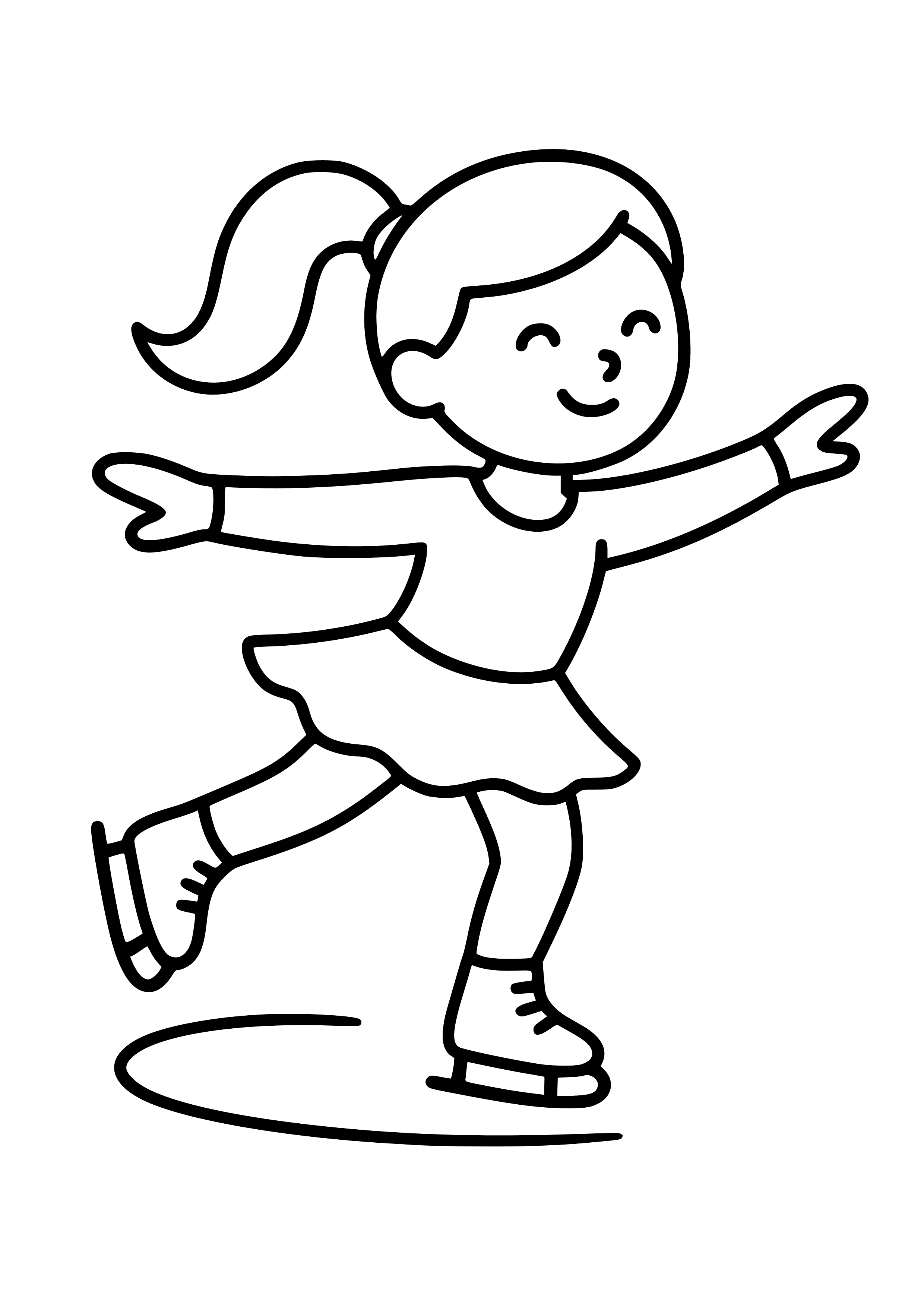 Figure Skater Gliding on Ice Coloring Page