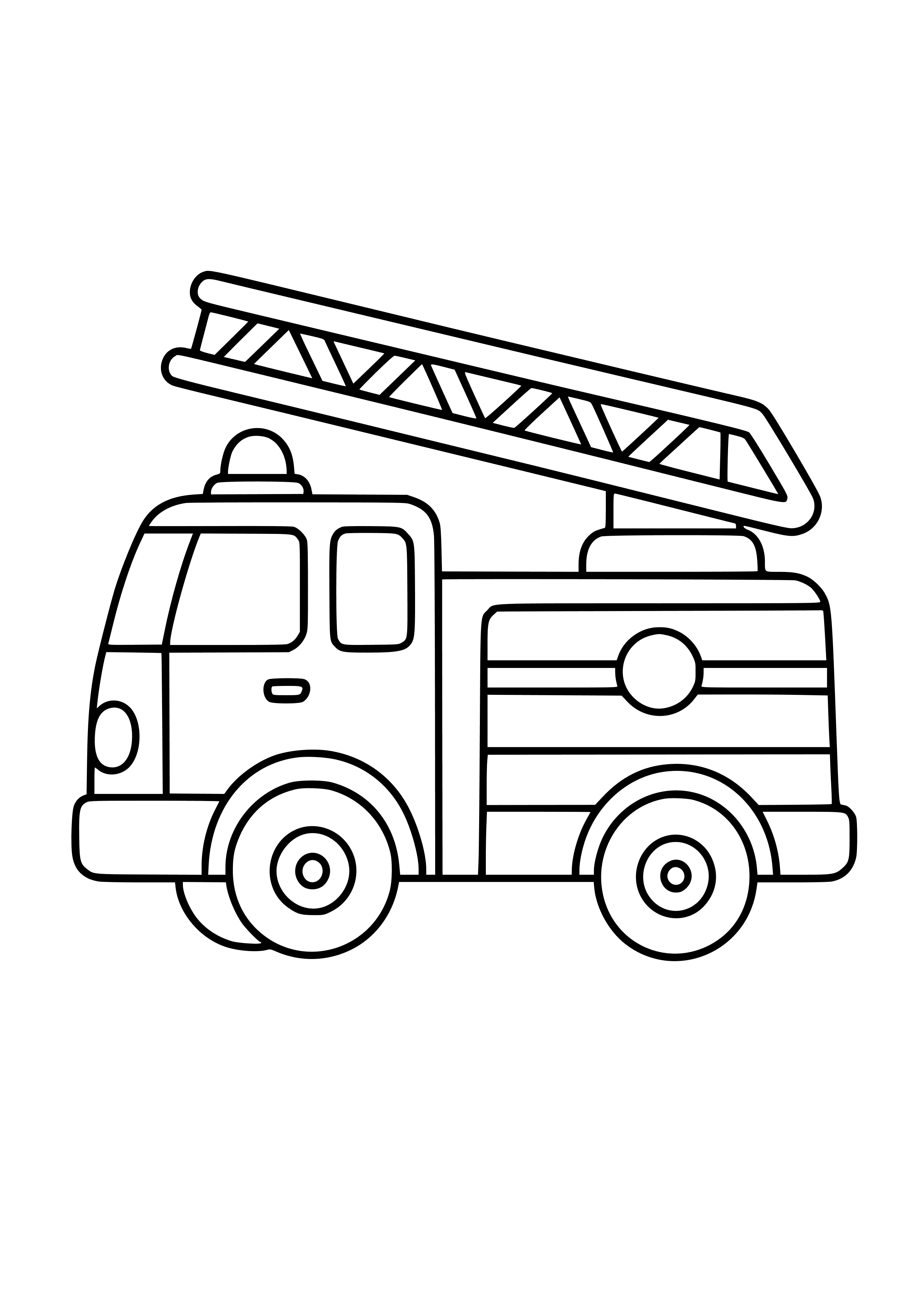 Fire Engine with a Ladder Coloring Page