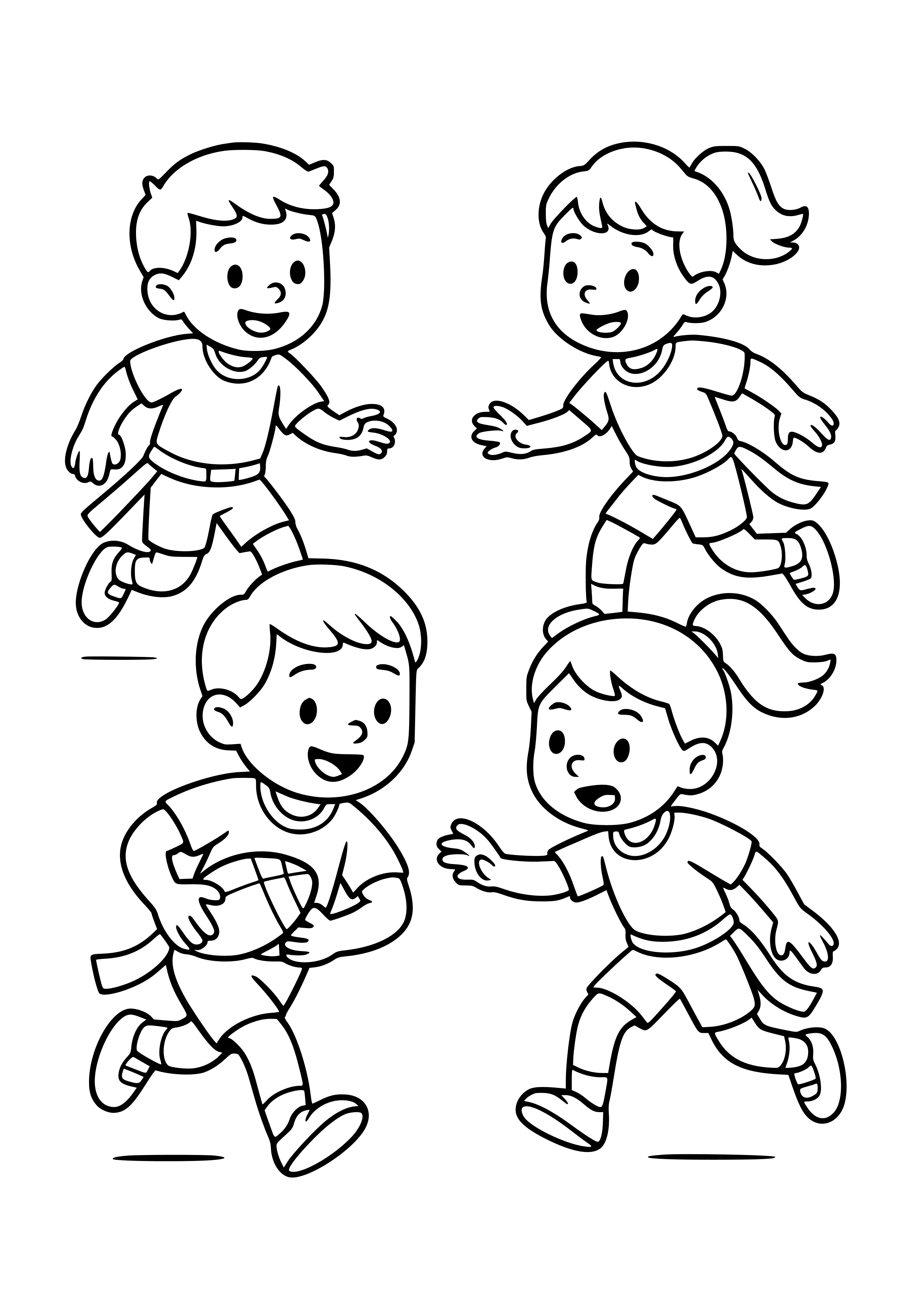 Flag Football Players in Action Coloring Page