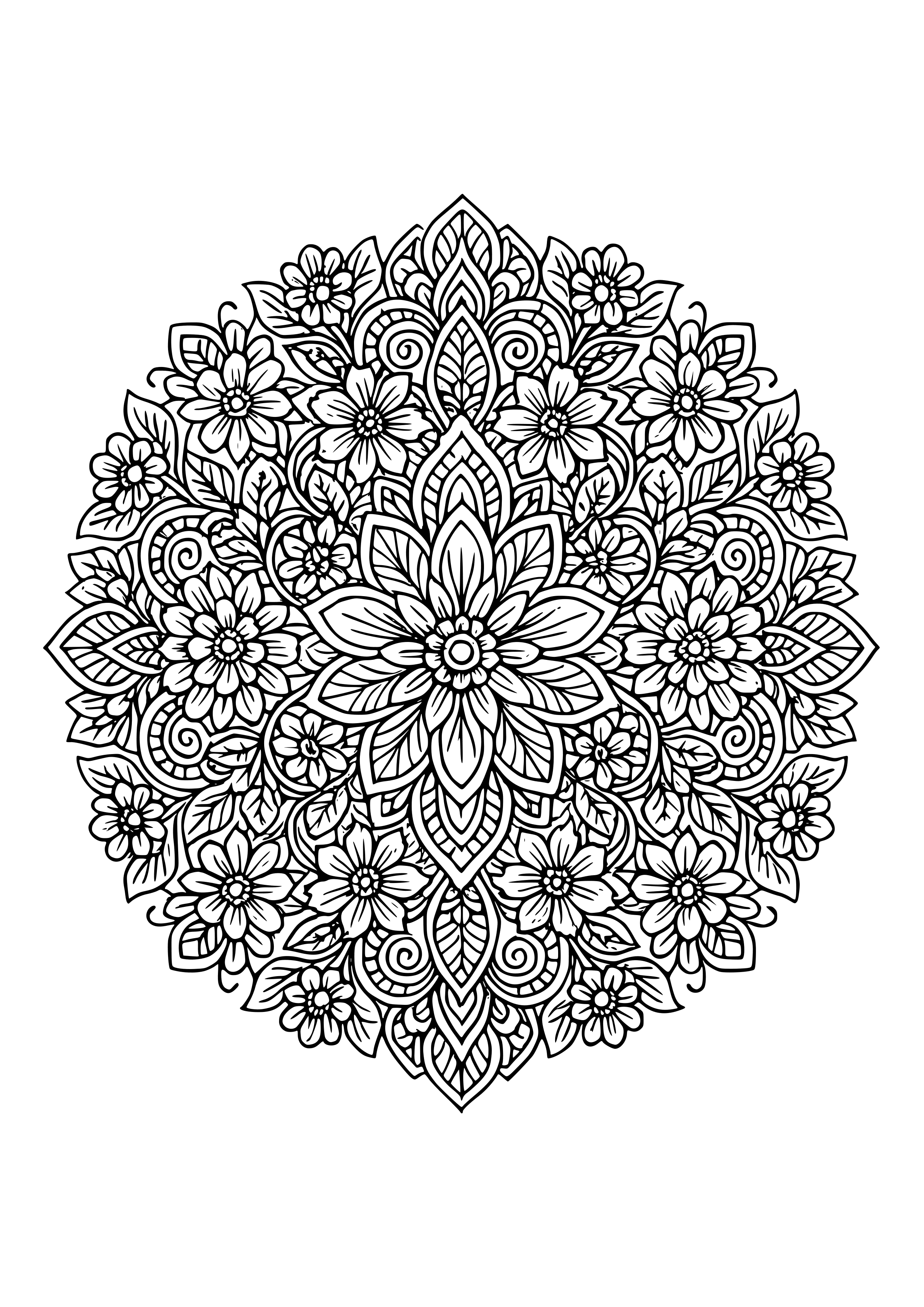 Floral Mandala Design Coloring Page