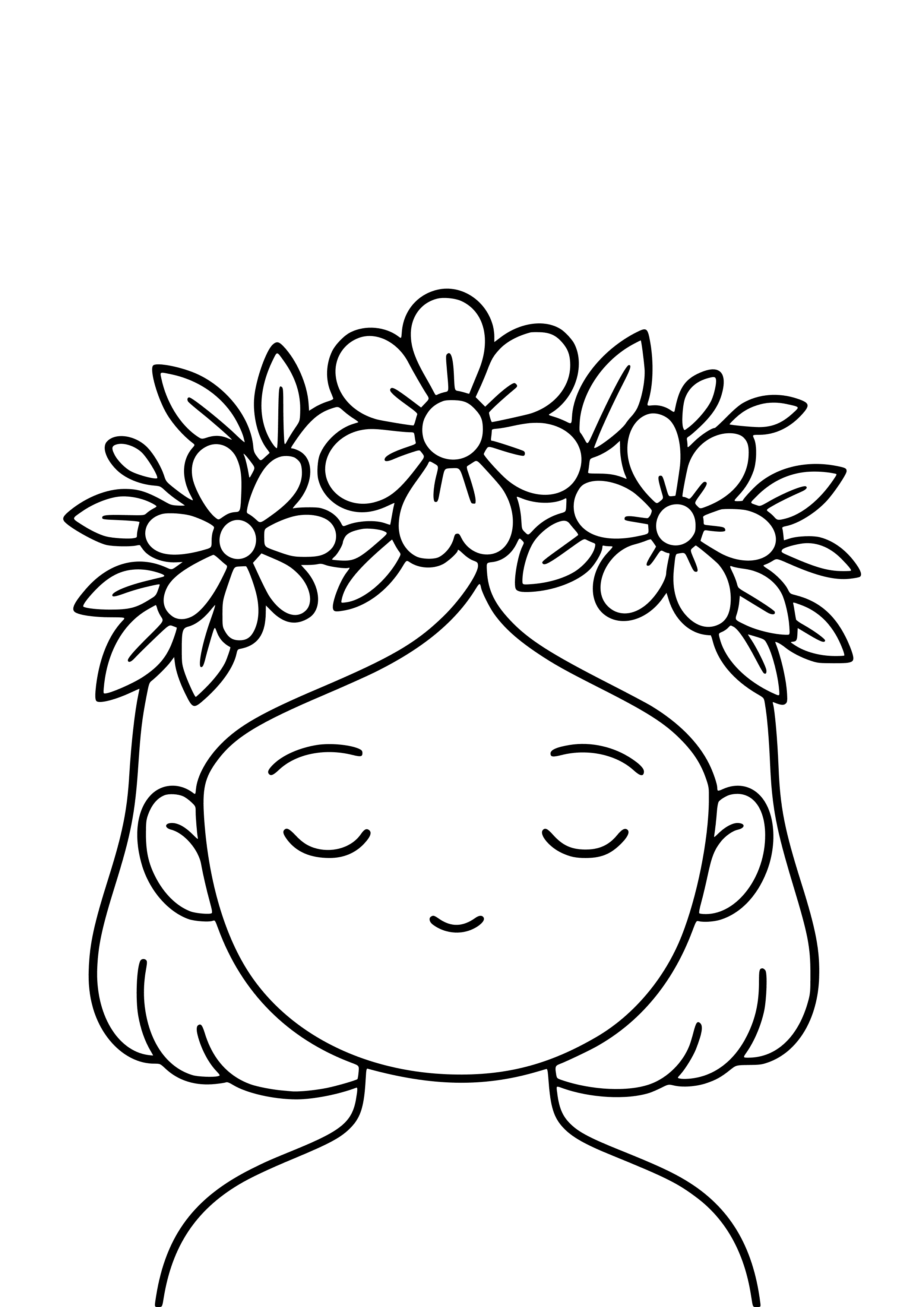 Flower Crown on a Head Coloring Page