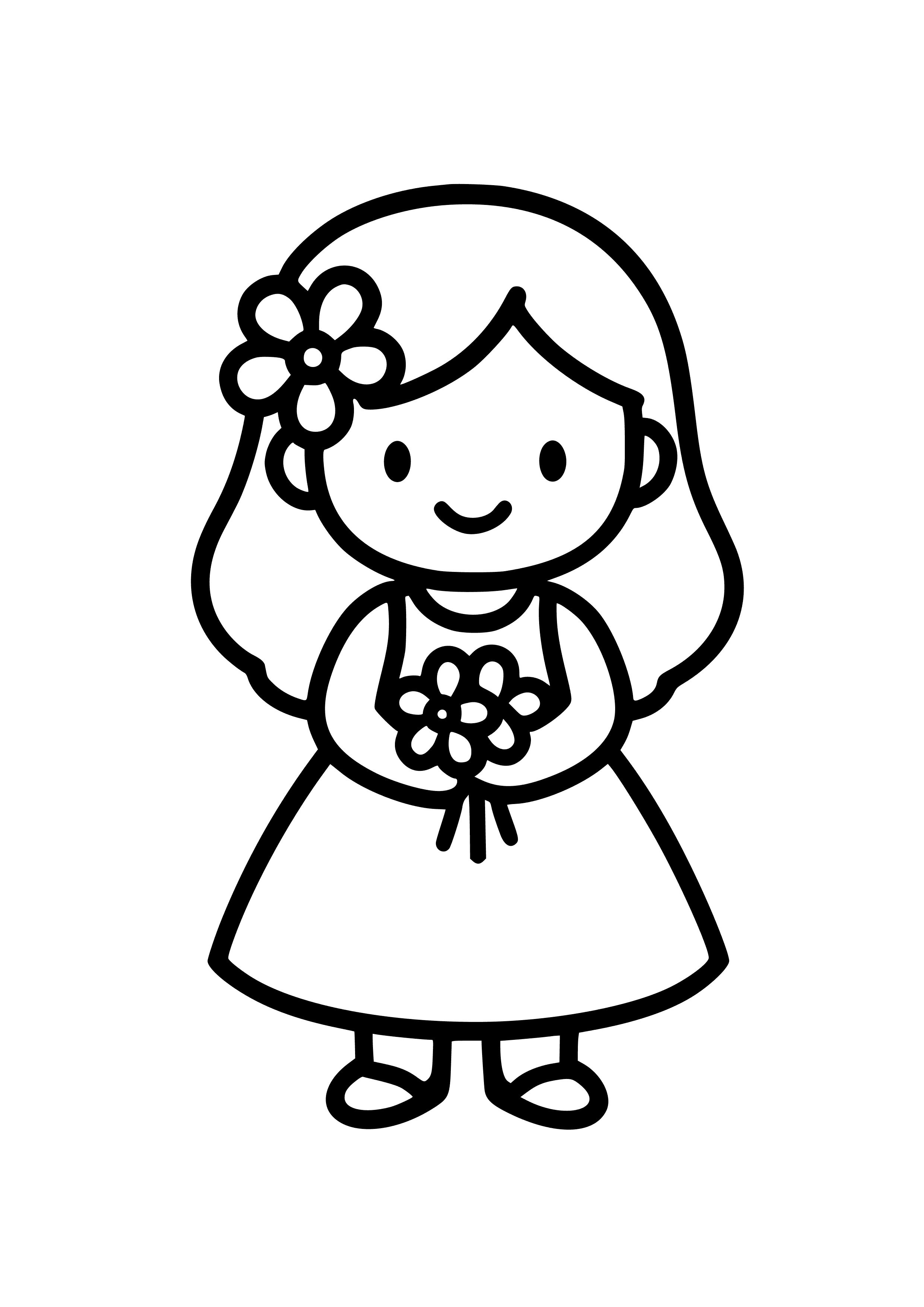 Flower Girl in a Pretty Dress Coloring Page