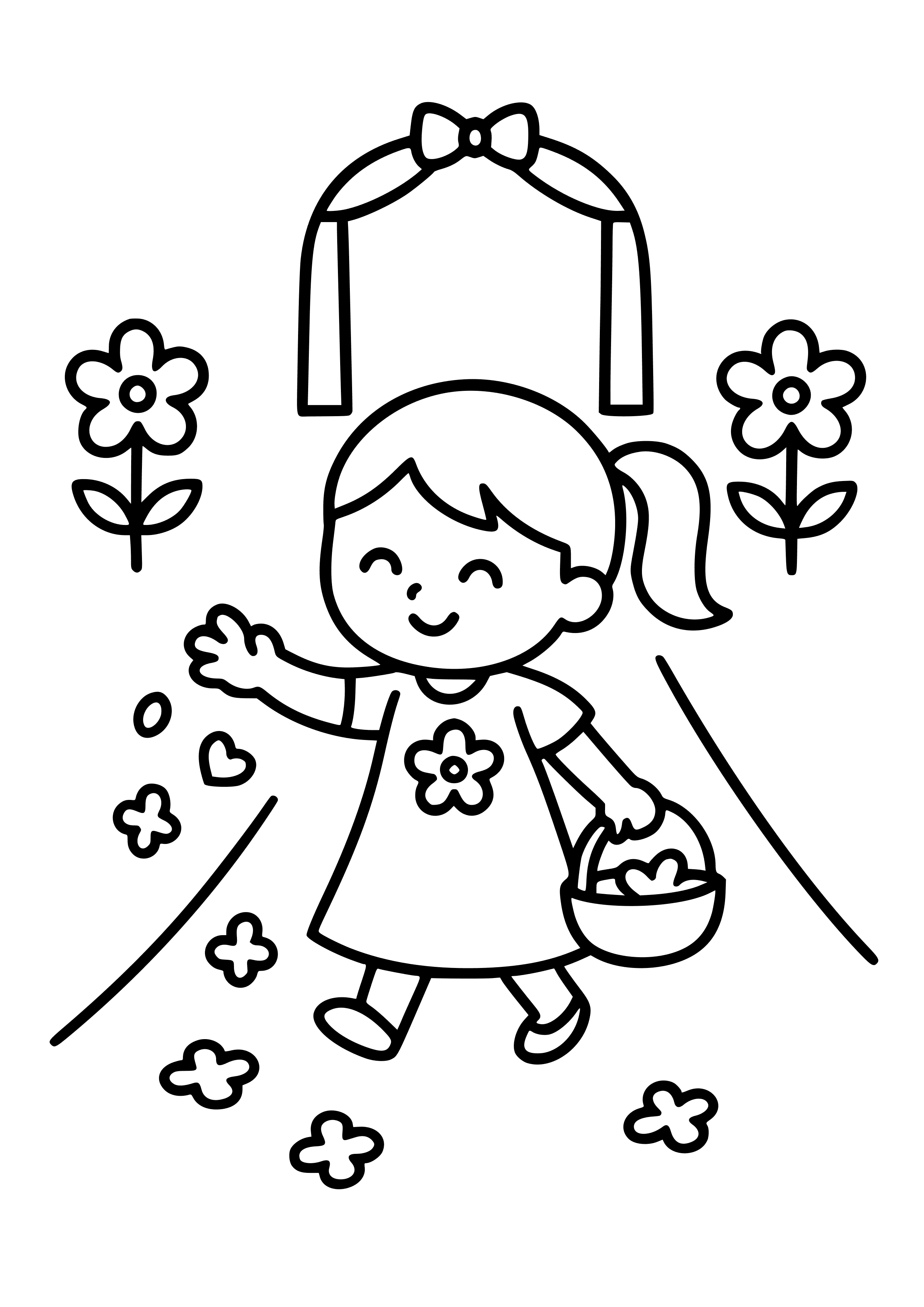 Flower Girl Scattering Petals Down the Aisle Coloring Page