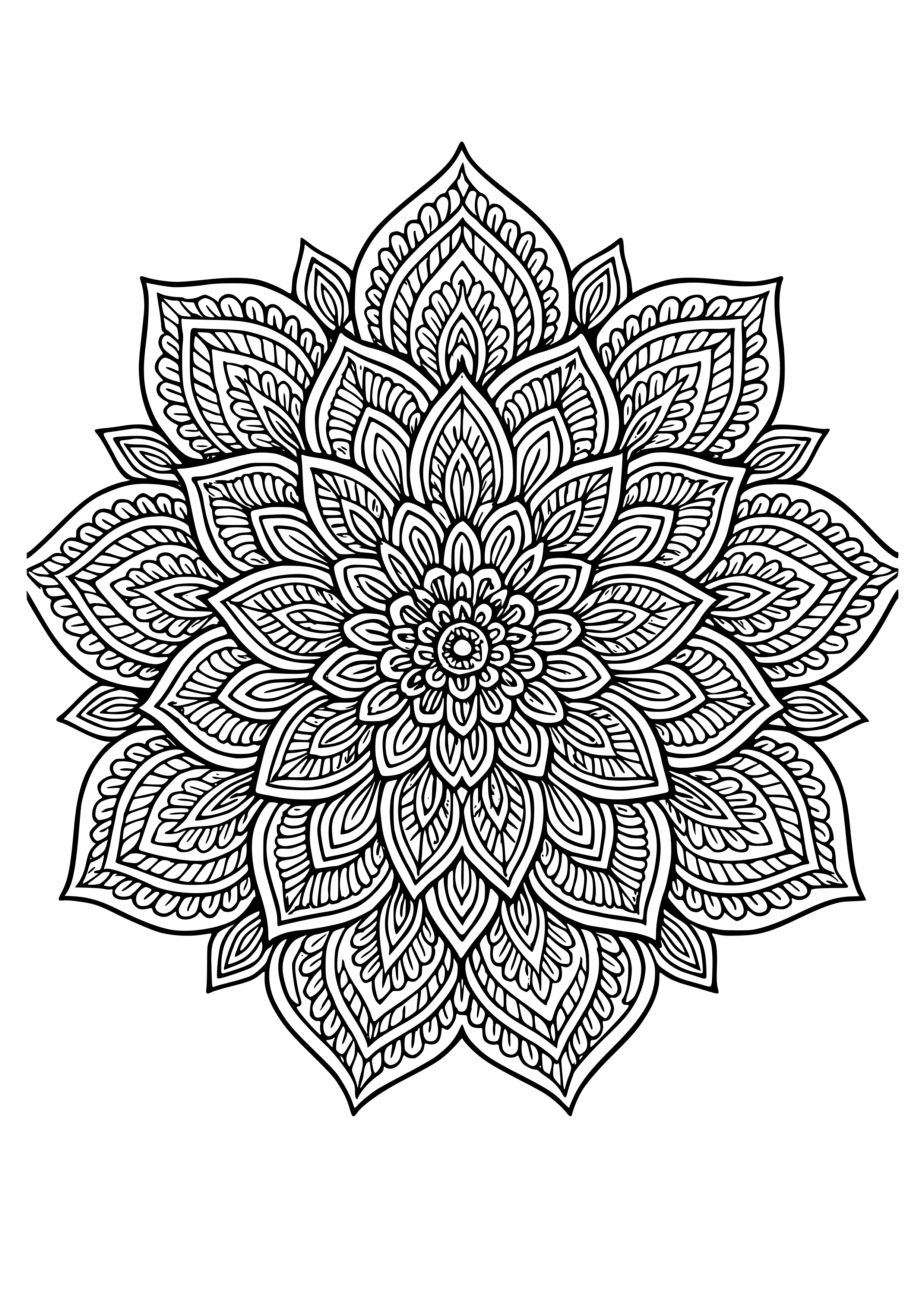 Flower Petal Mandala Coloring Page