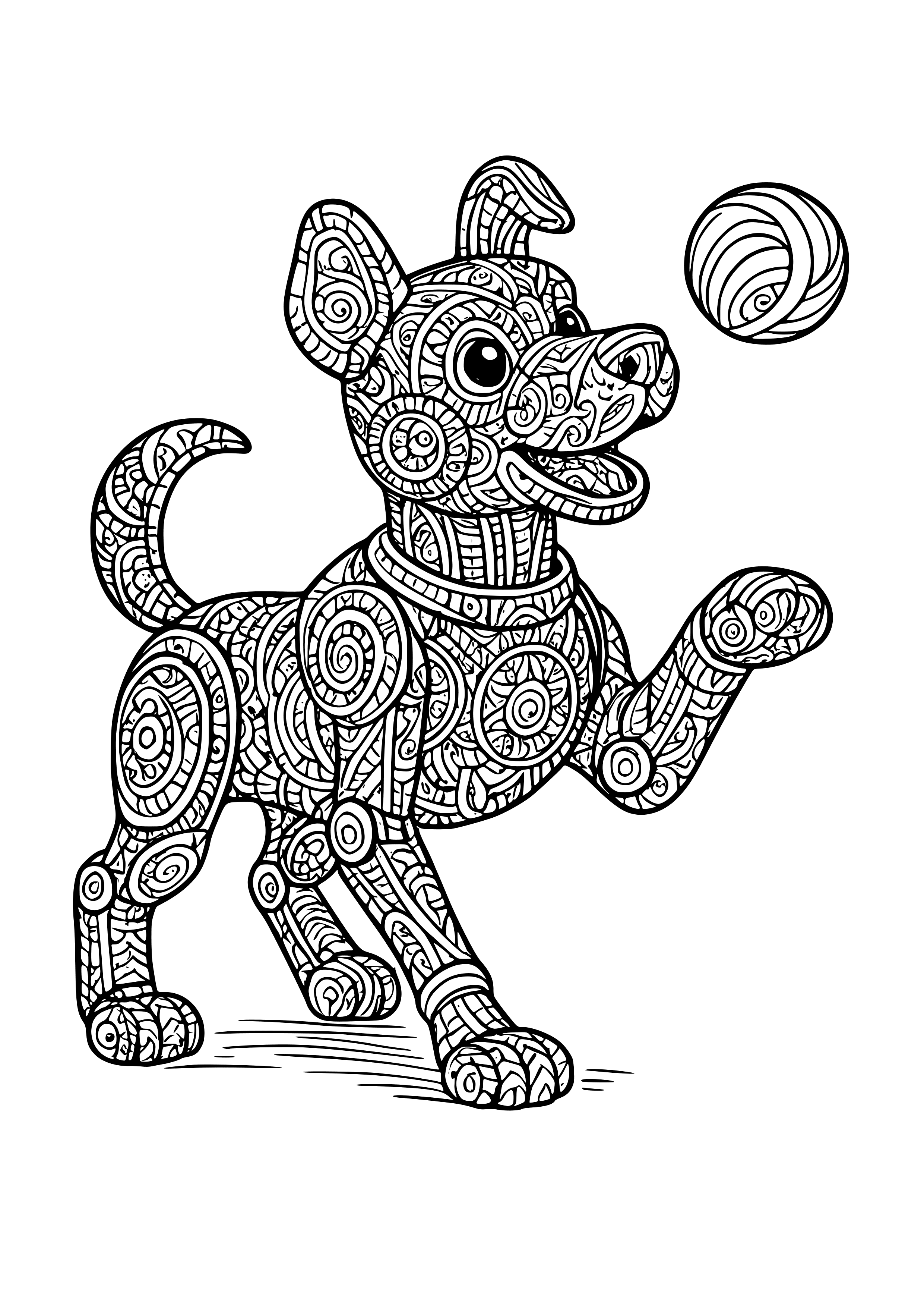 Friendly Robot Dog Playing Fetch Coloring Page