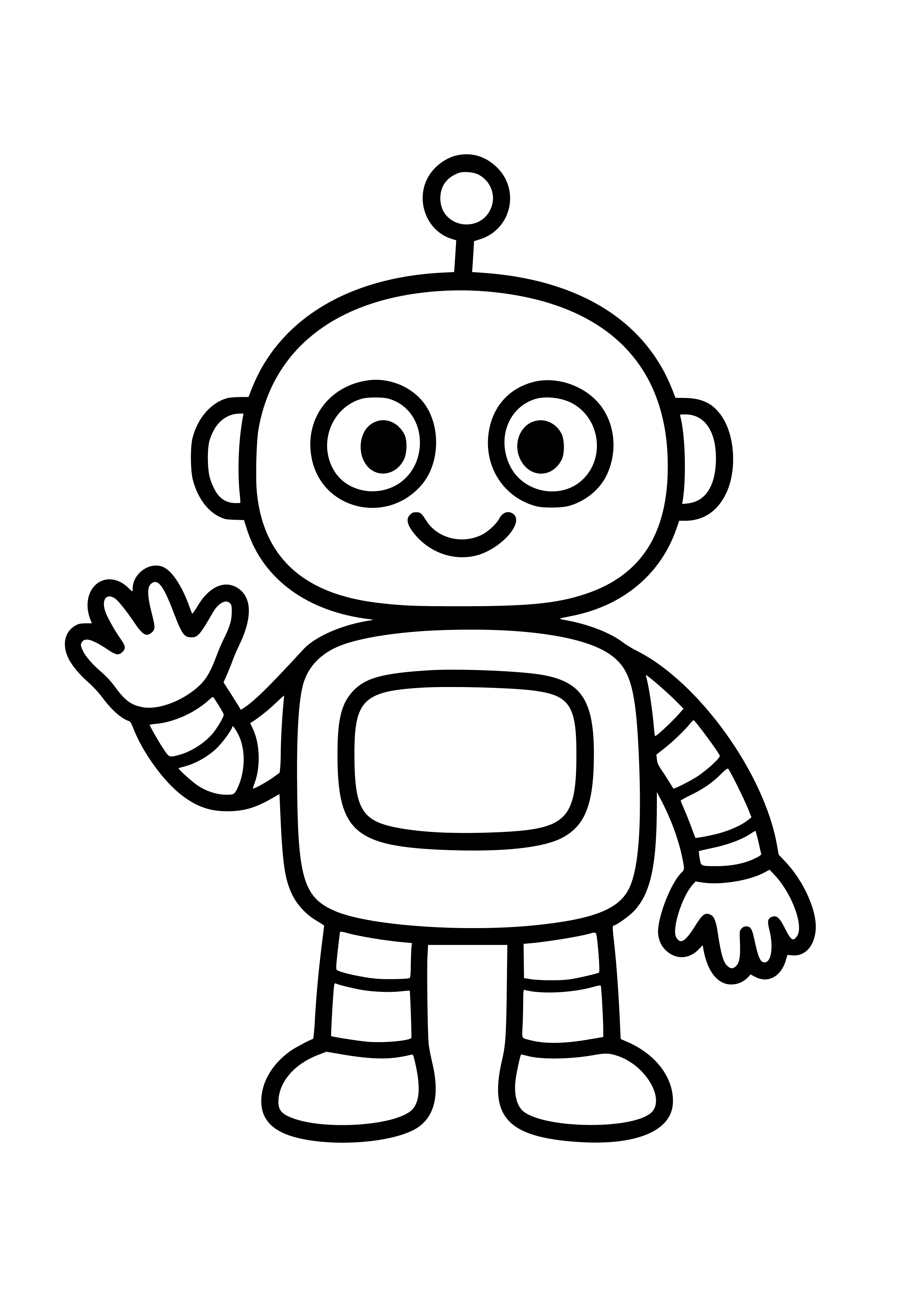 Friendly Robot Waving Hello Coloring Page