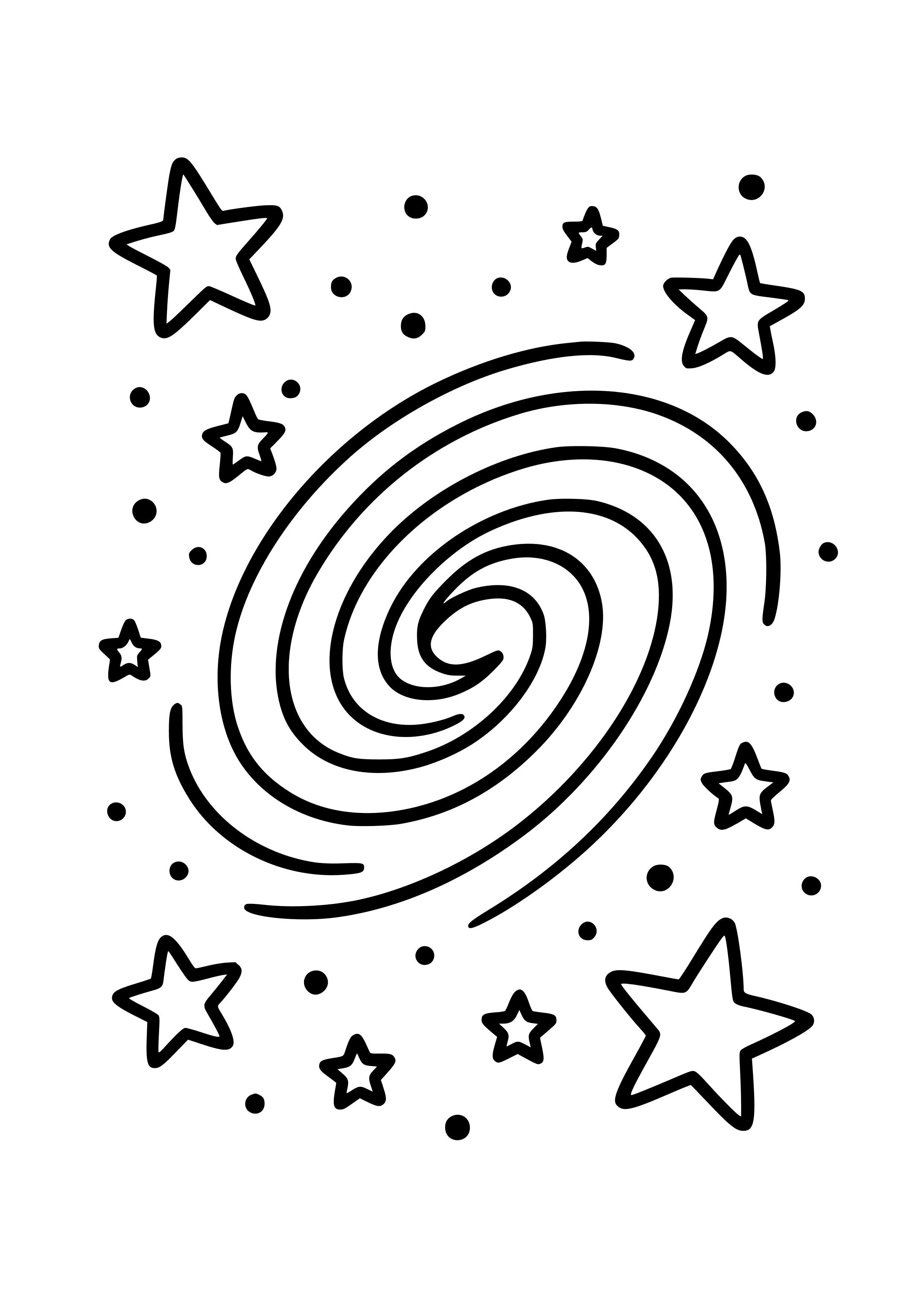 Galaxy with Swirling Stars Coloring Page