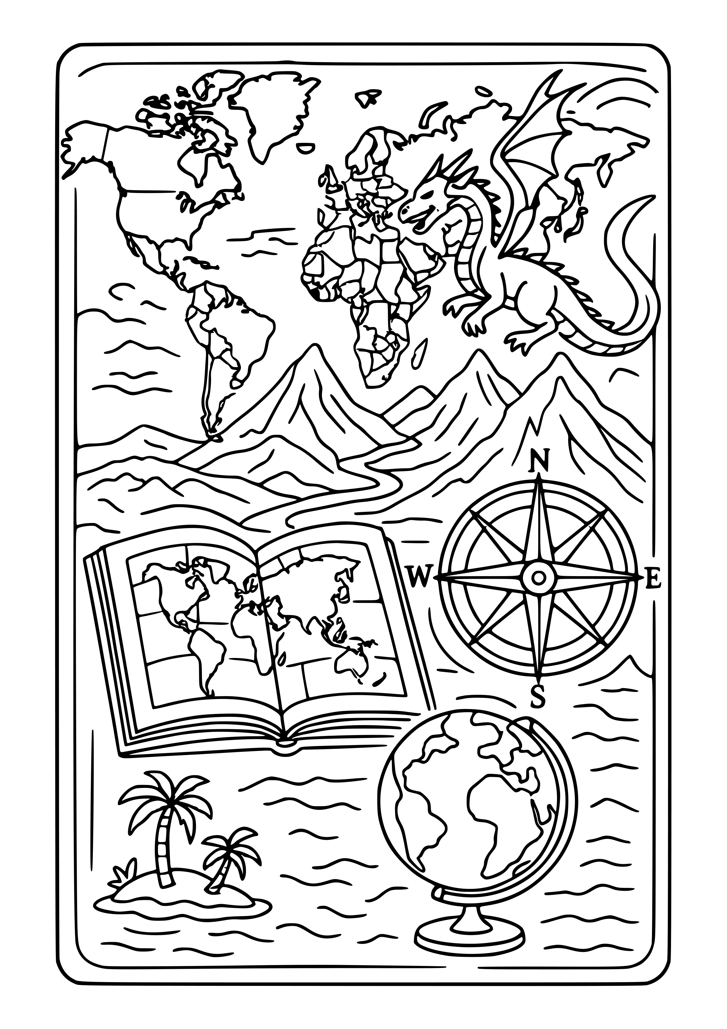 Geography Trivia Scenes Coloring Page