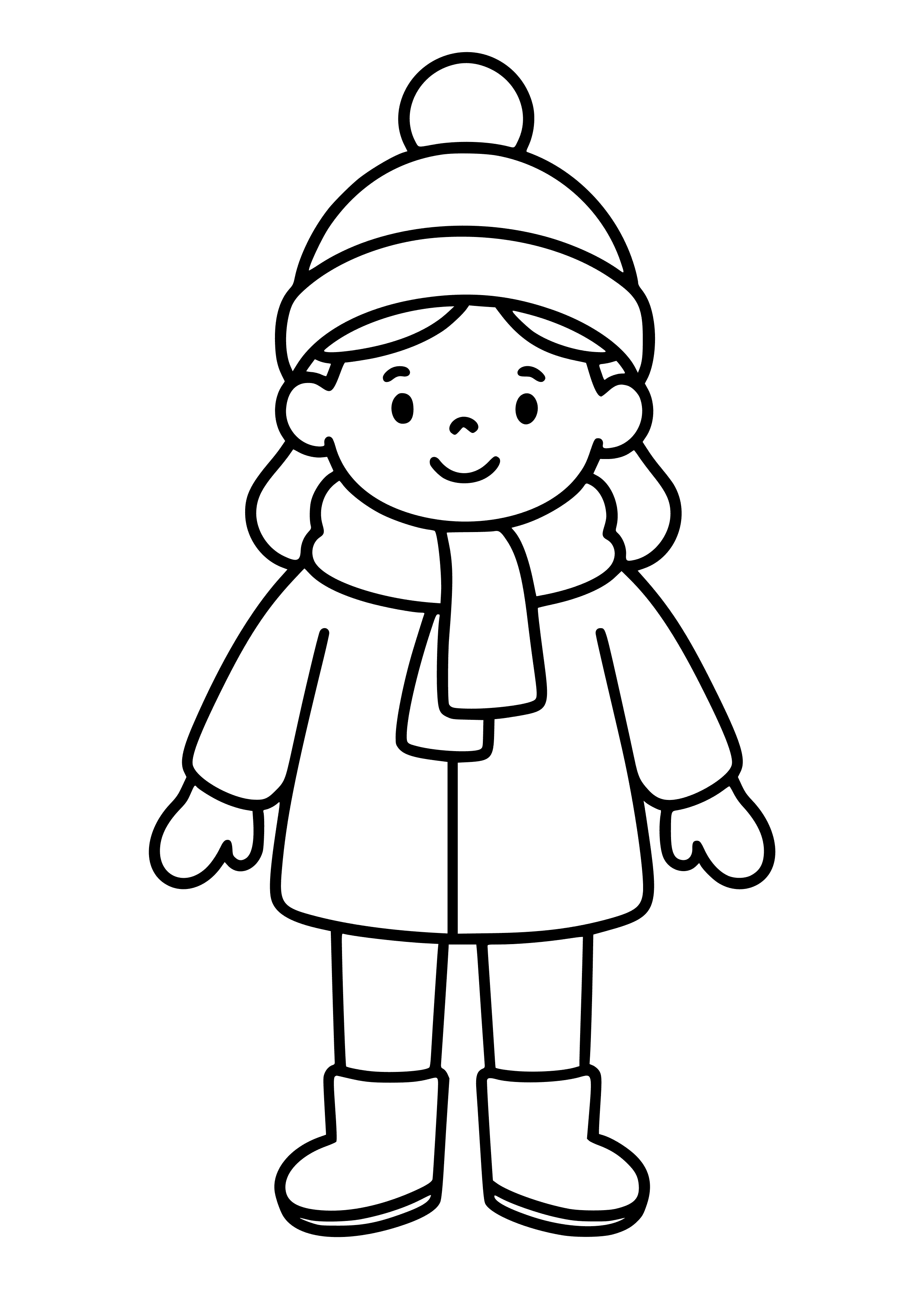 Girl in a Cozy Winter Outfit Coloring Page
