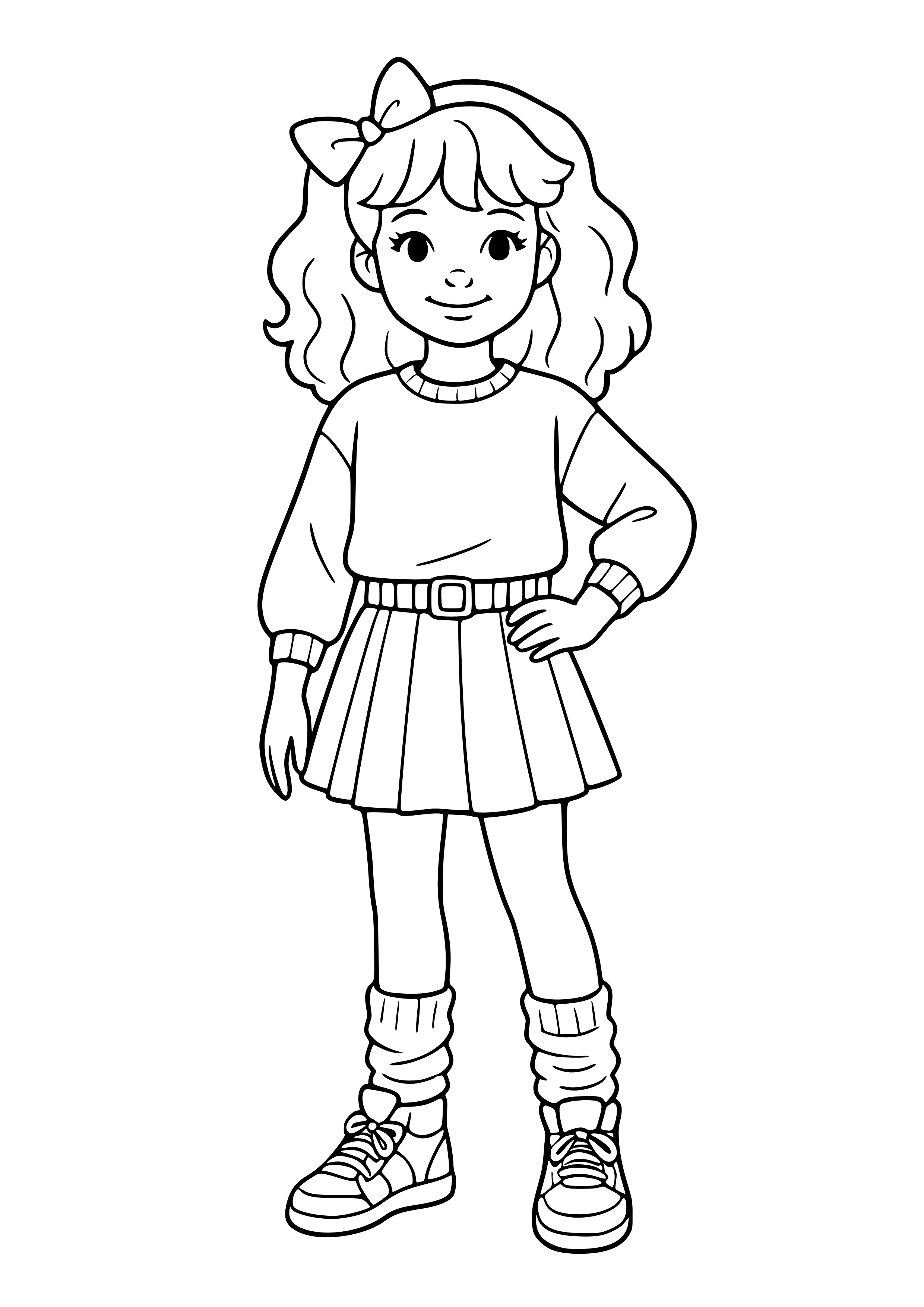 Girl in a Retro 80s Outfit Coloring Page