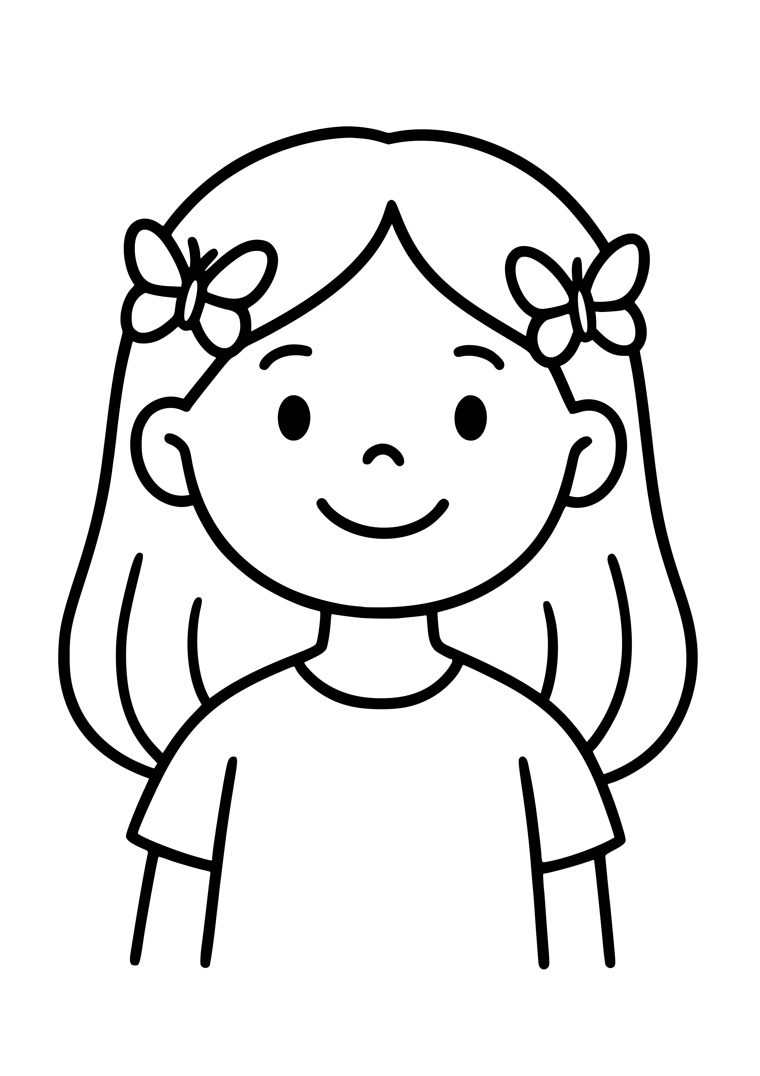 Girl with Butterfly Clips in Hair Coloring Page