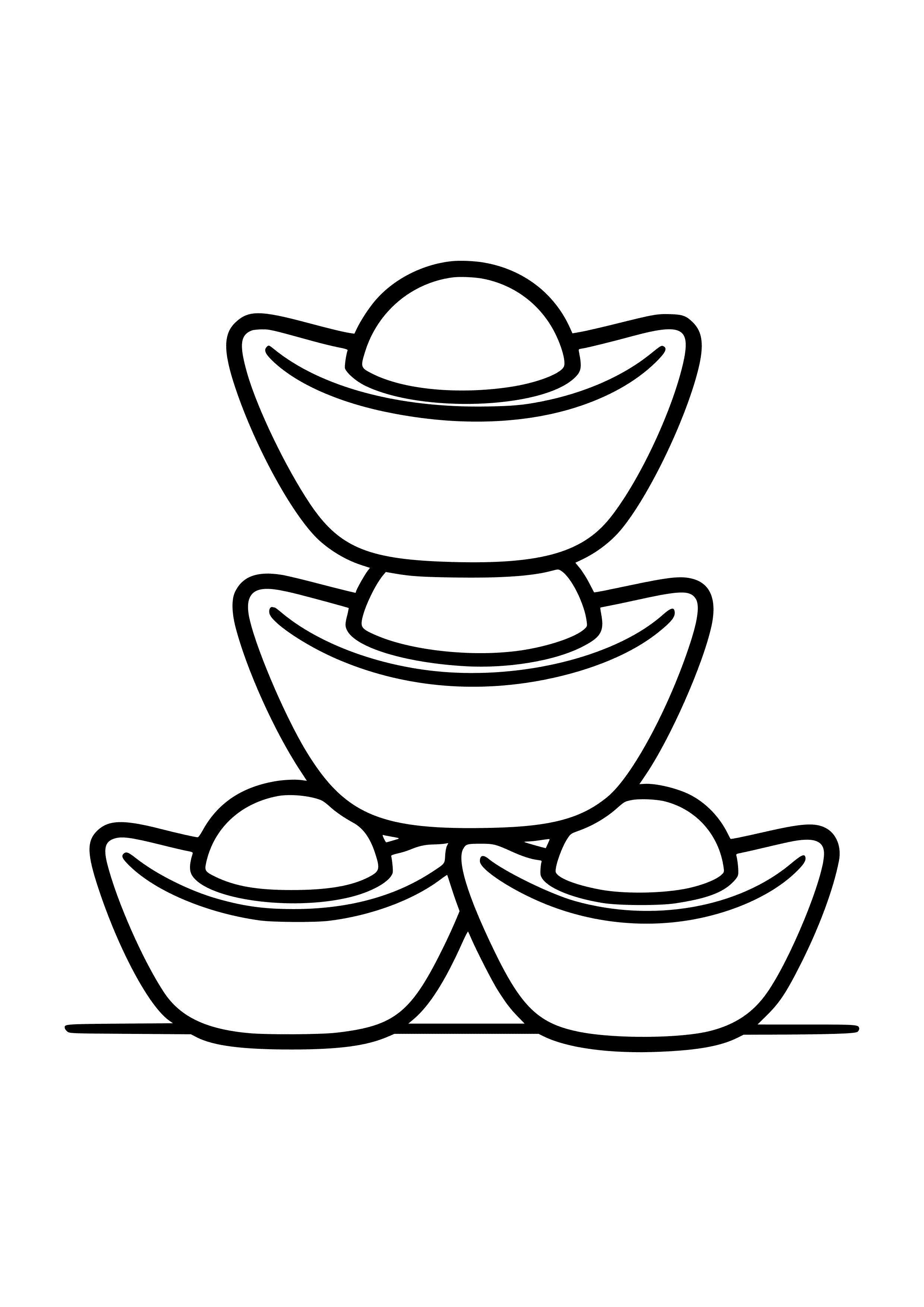 Golden Ingots Stacked on a Table Coloring Page