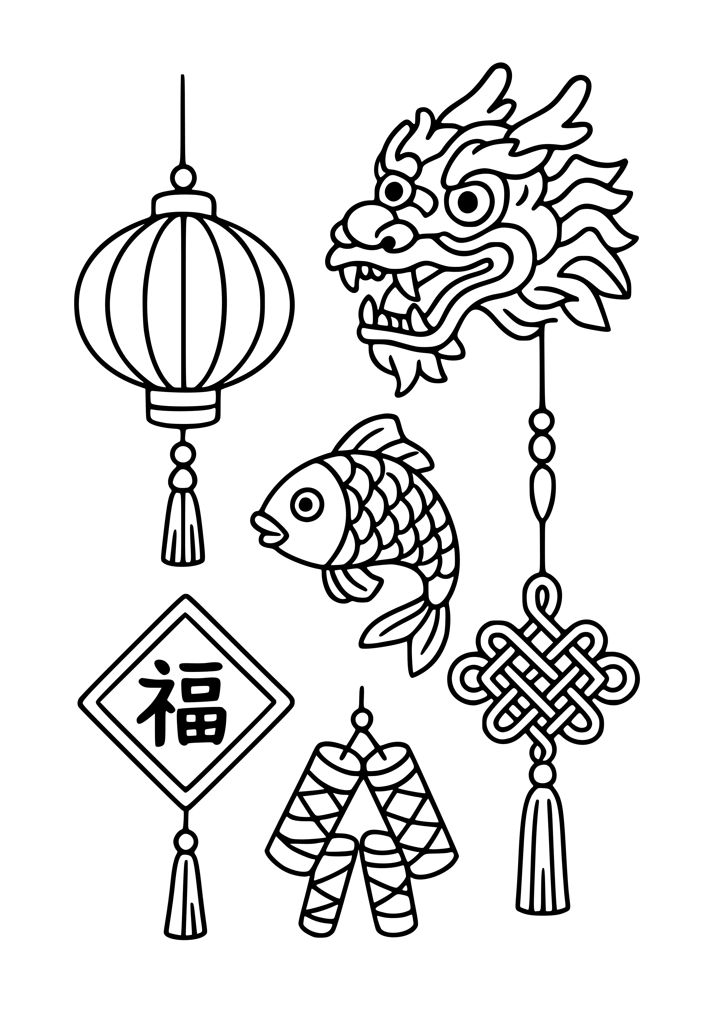 Gorgeous Handmade Decorations for the New Year Coloring Page